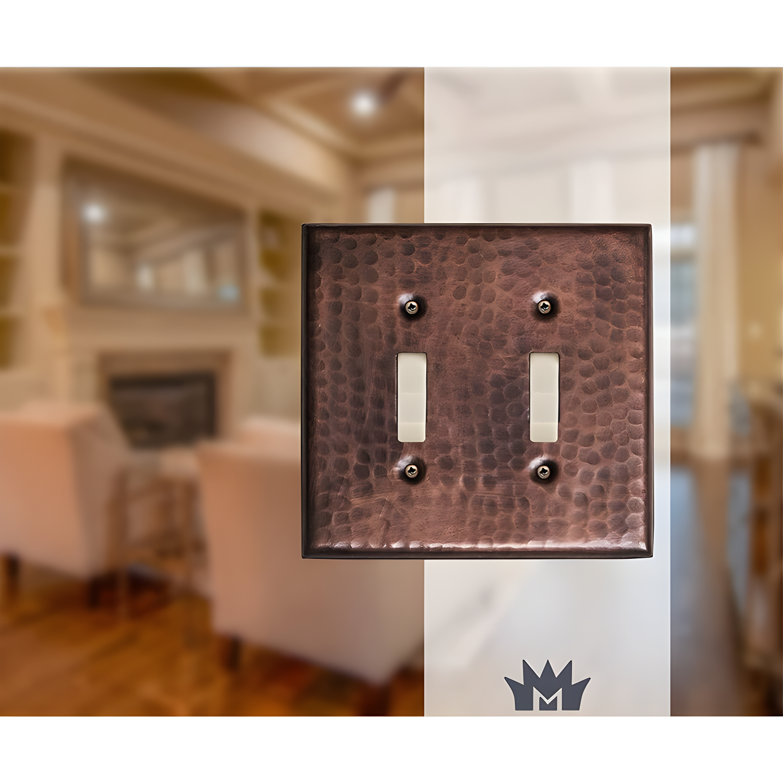 Hand Hammered 2 - Gang Toggle Light Switch Standard Wall Plate