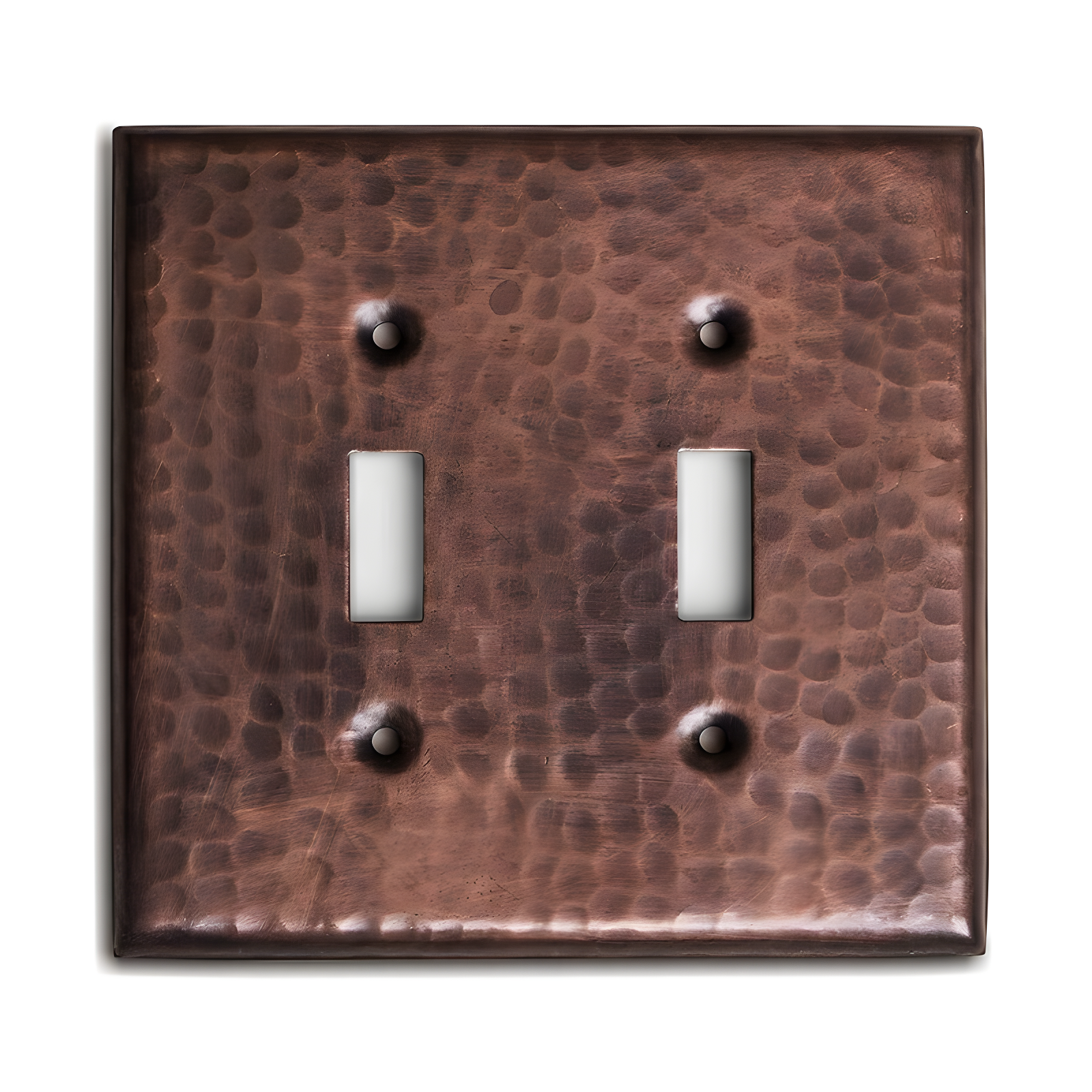 Hand Hammered 2 - Gang Toggle Light Switch Standard Wall Plate