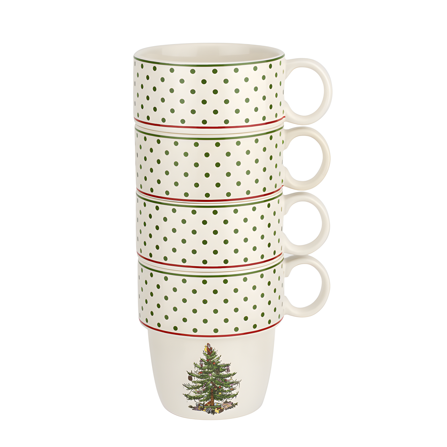 Spode Spode Christmas Tree Polka Dot Stackable Mugs (Set of 4)