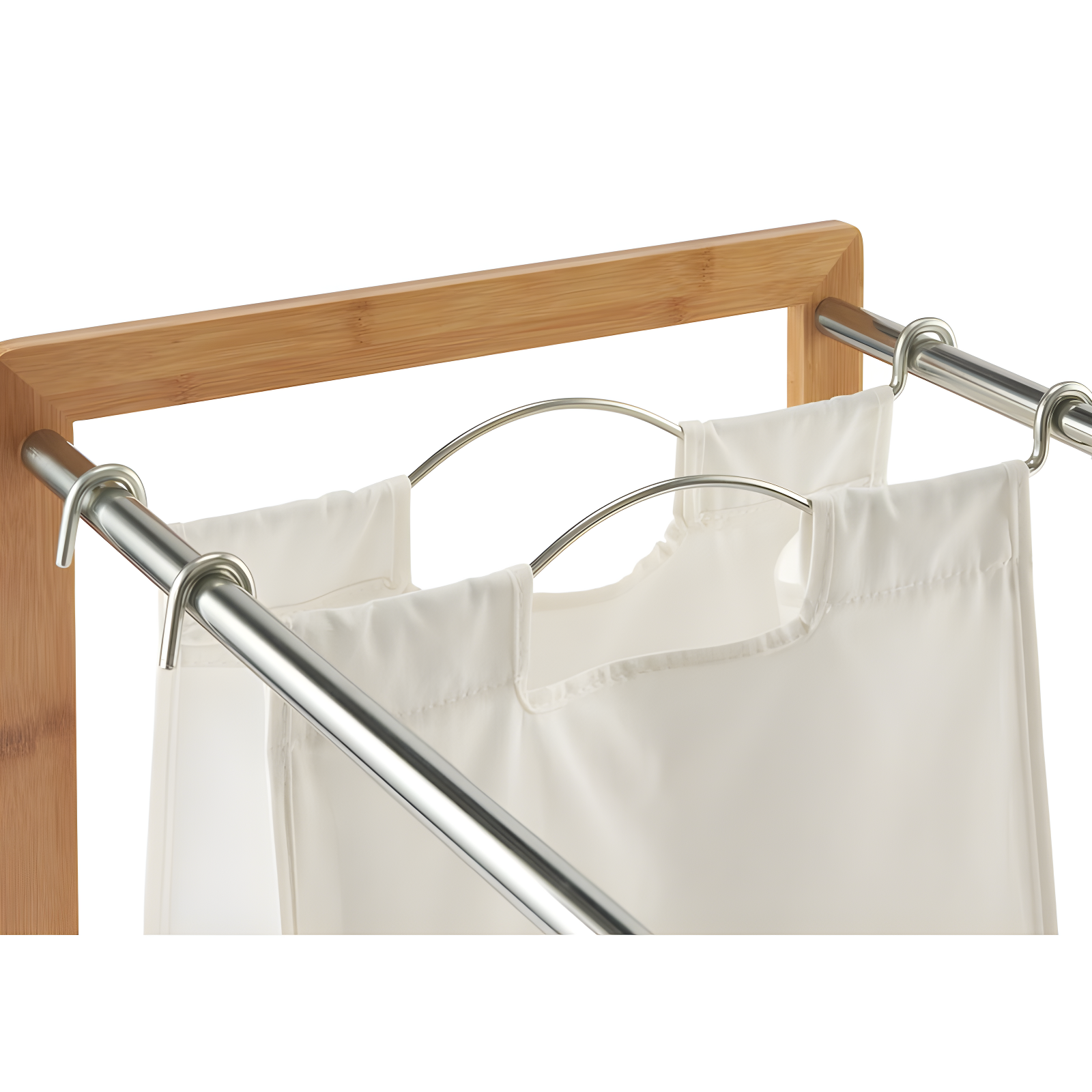 TRINITY EcoStorage 3-Bag Rolling Bamboo Laundry Cart w/ Poles