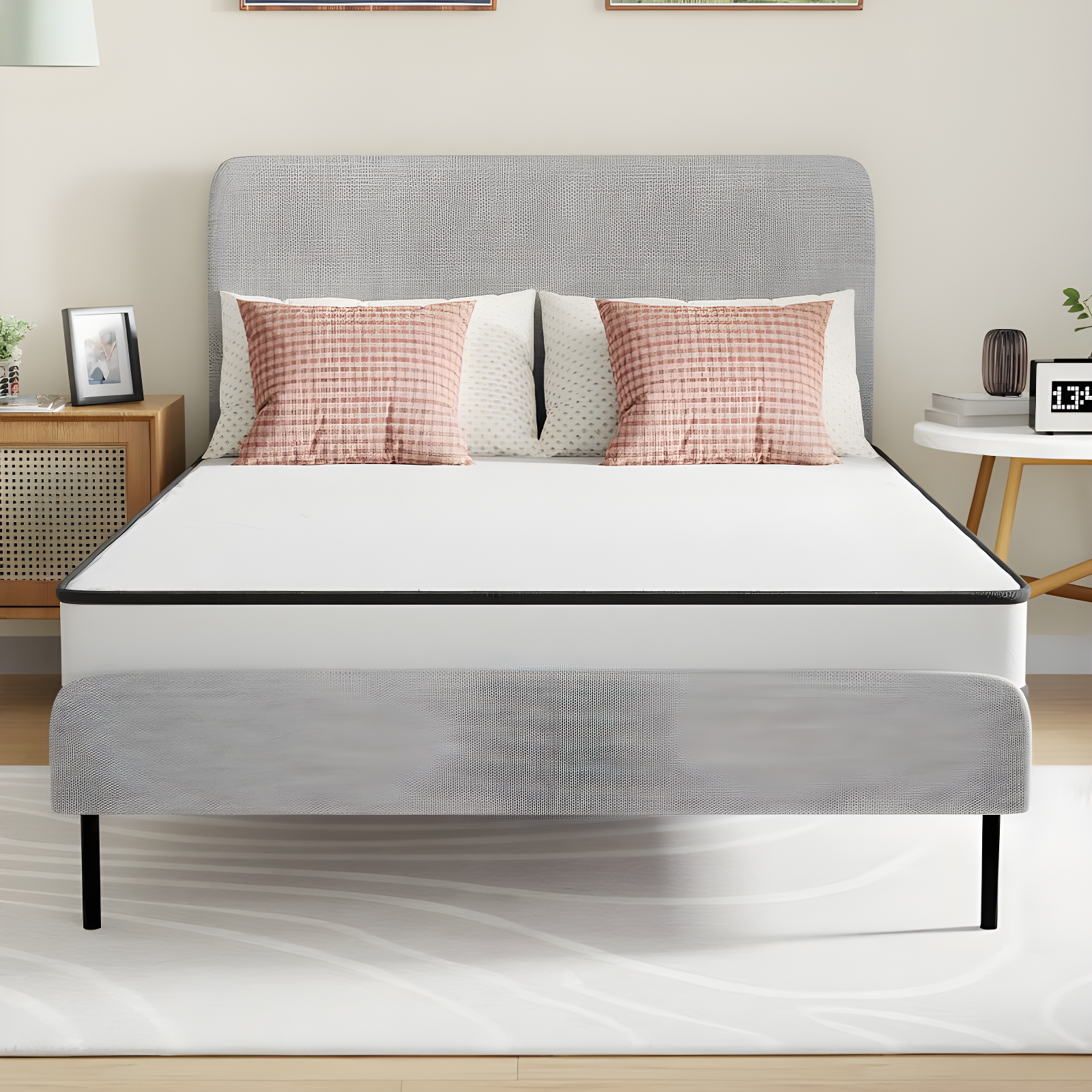 FDW 6 Inch Hybrid Mattress with Innerspring and Foam/Fiberglass Free/Medium Firm Spring Mattress/Full Size Mattress in a Box/CertiPUR-US Certified