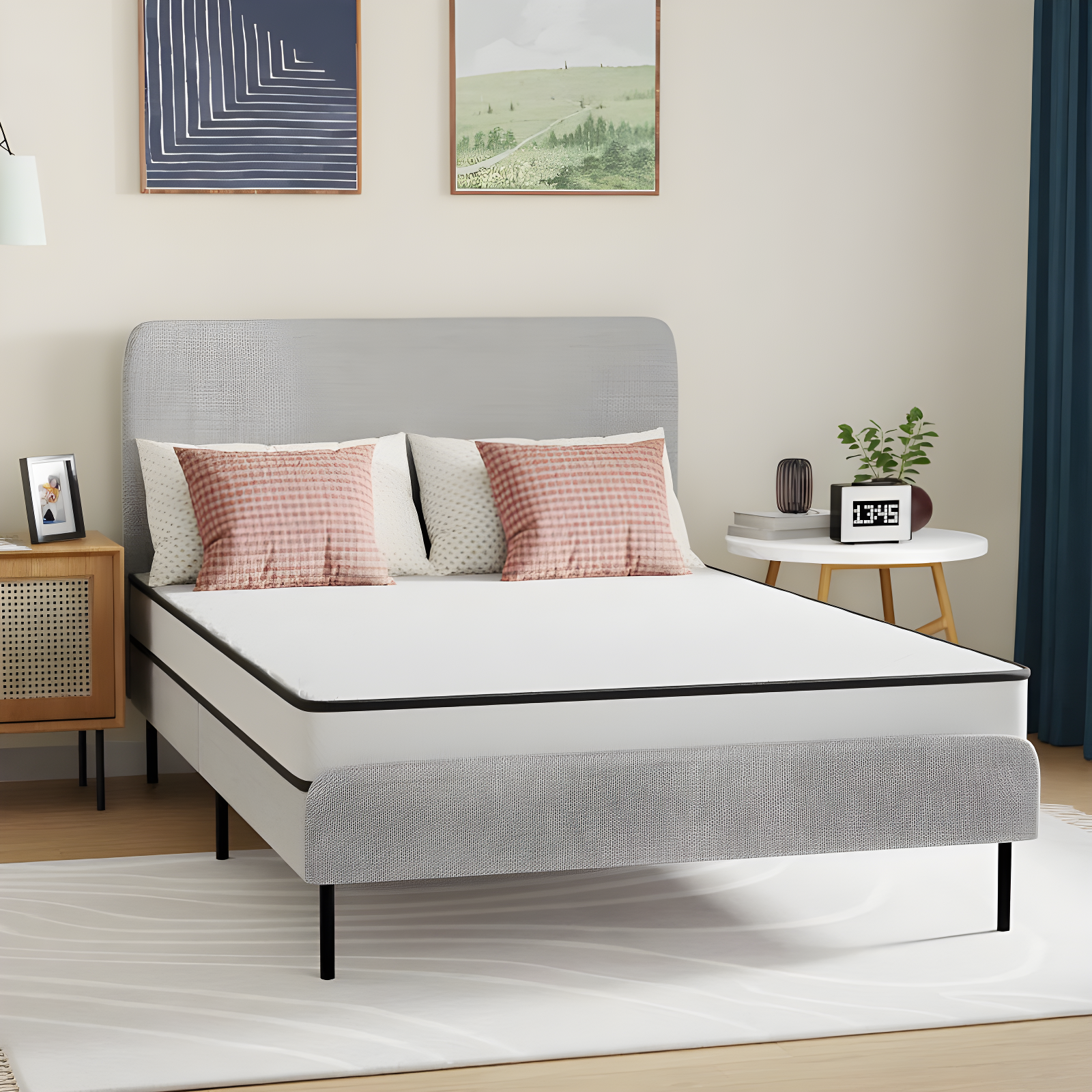 FDW 6 Inch Hybrid Mattress with Innerspring and Foam/Fiberglass Free/Medium Firm Spring Mattress/Full Size Mattress in a Box/CertiPUR-US Certified