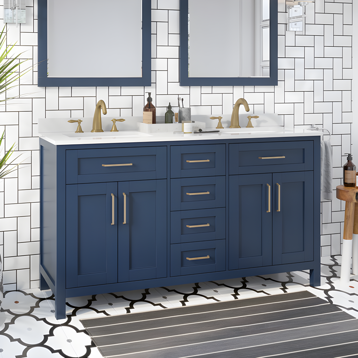OVE Decors Tahoe 60" Double Bathroom Vanity Set