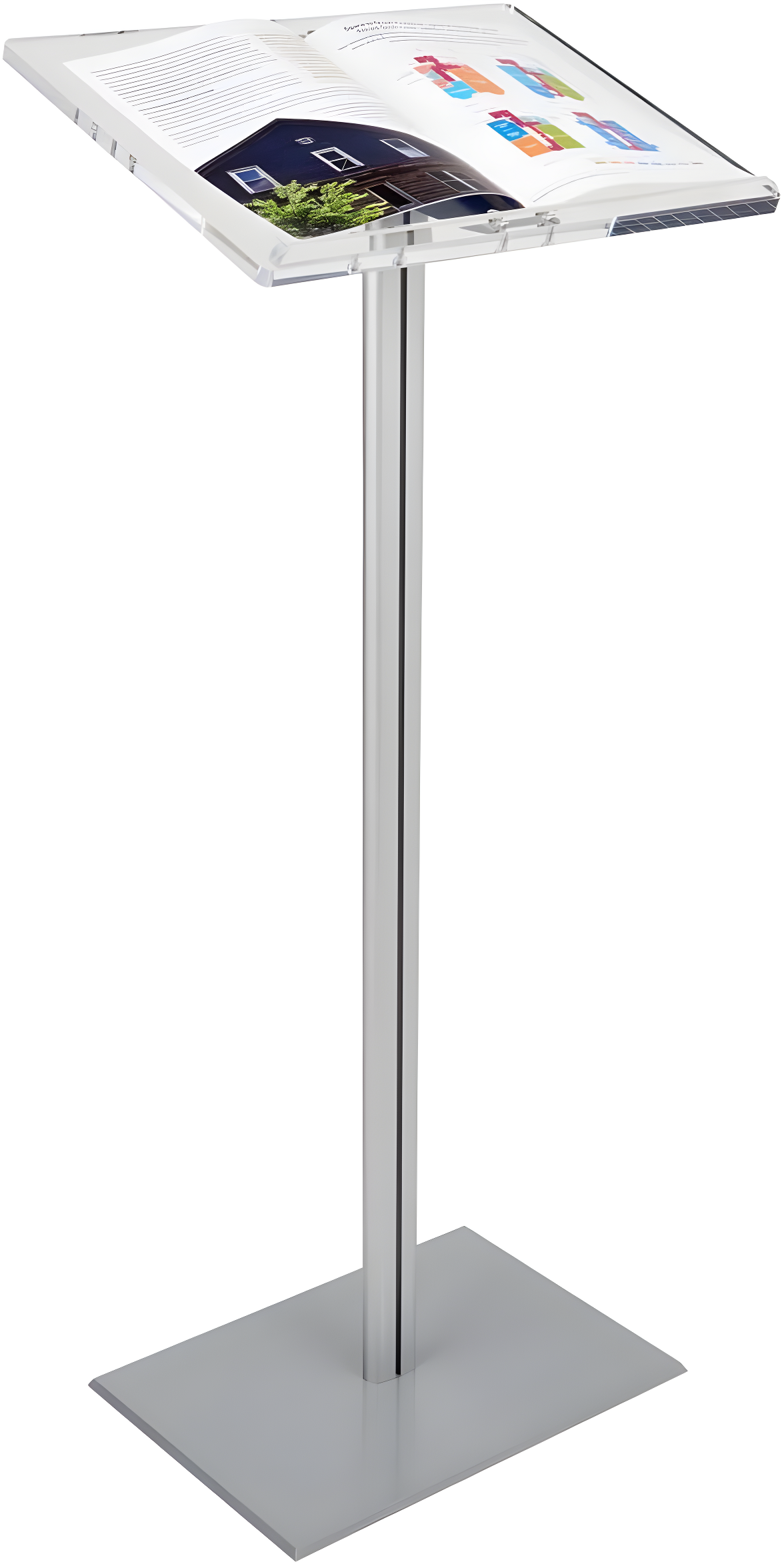 Displays2go CLRLECBNDS Floor Standing Speaking Podium, Slanted Top, Quick Assembly, Silver