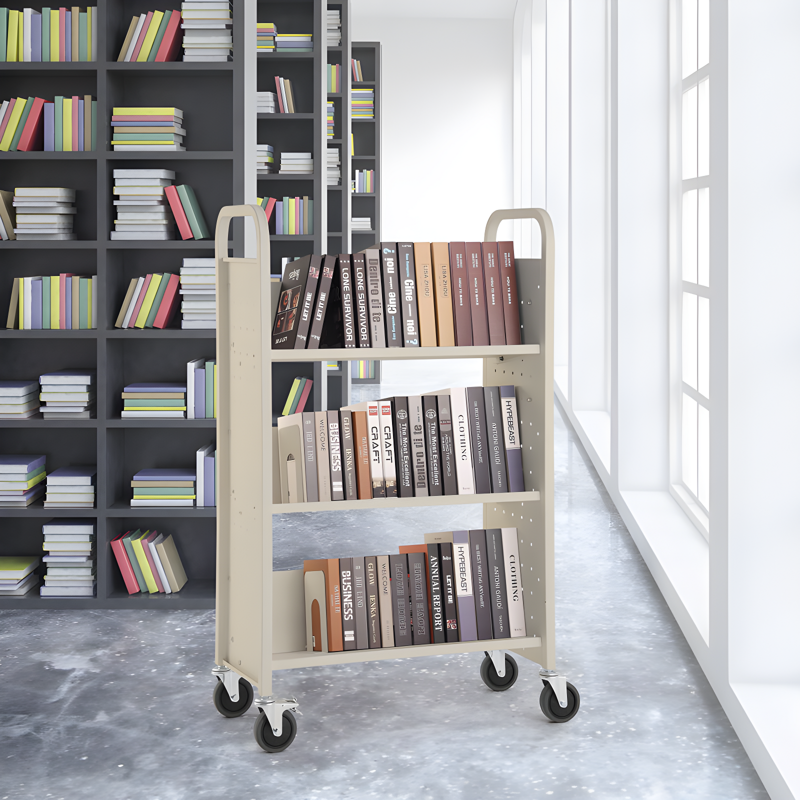 49.2'' H Book Cart with Wheels