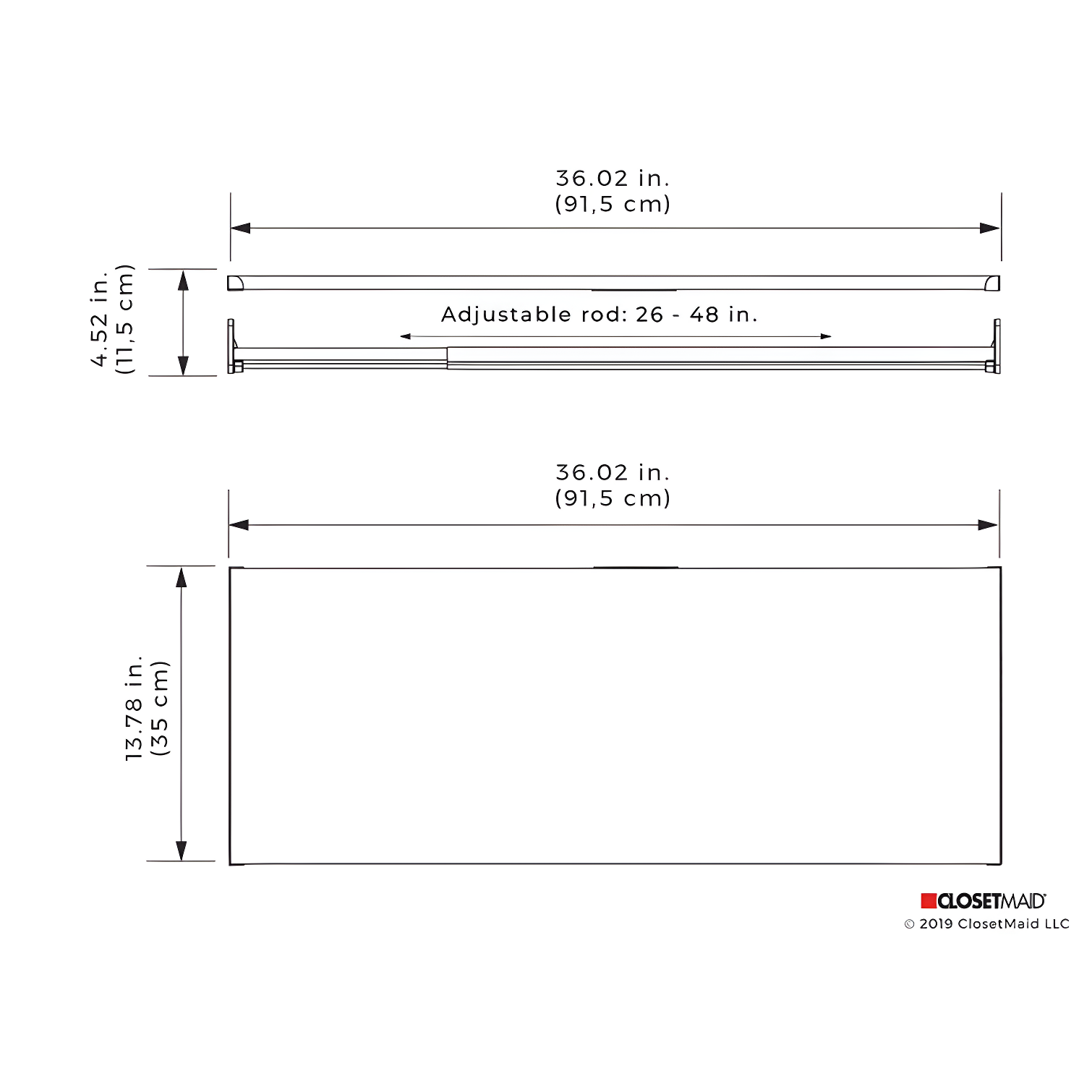 Modular Storage 36.02" W Shelf & Closet Rod