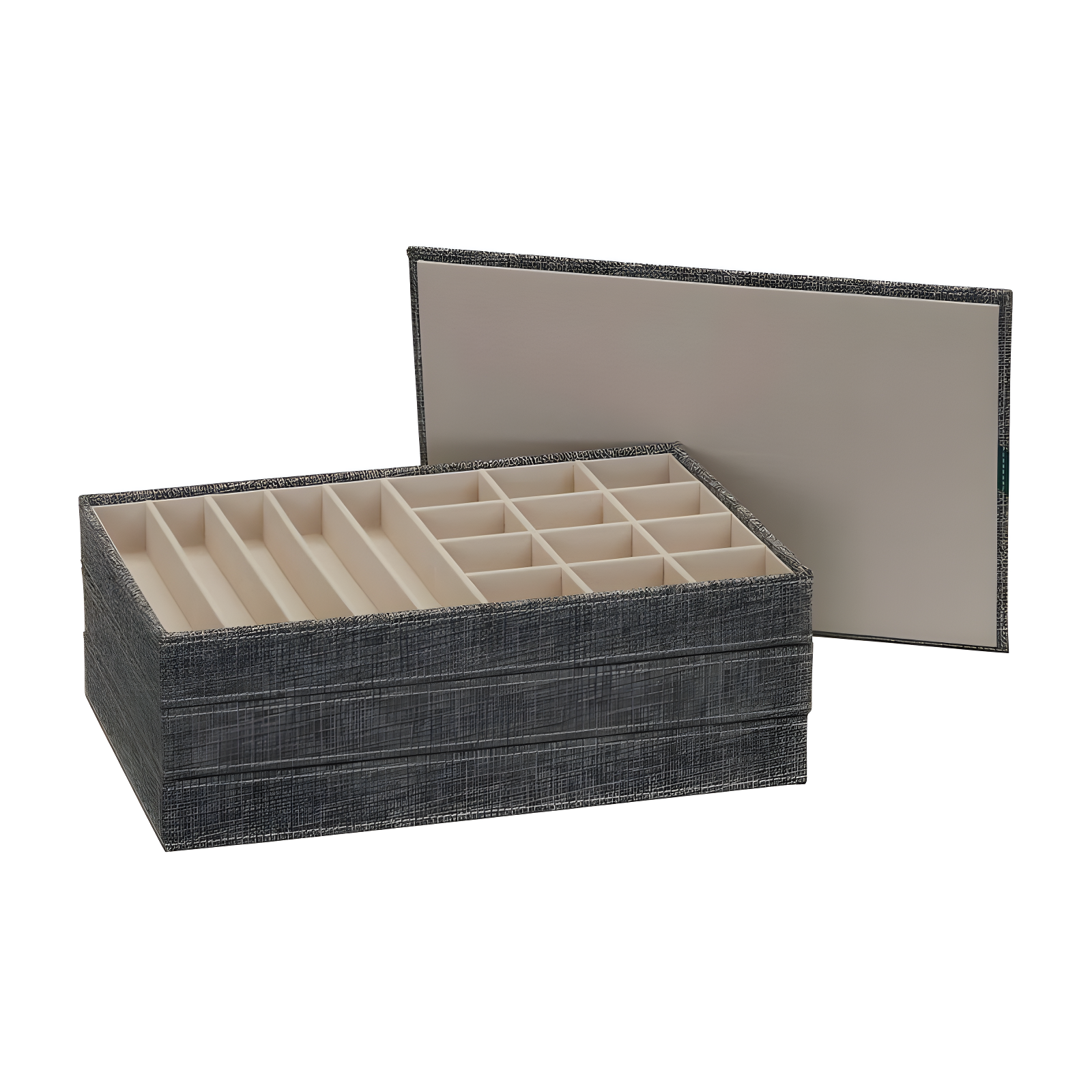 Household Essentials 3pc Stacking Jewelry Trays Graphite Linen: Stackable Jewelry Organizer & Storage, Gray, Adult Use