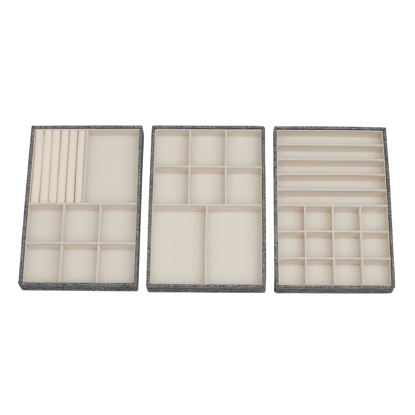Household Essentials 3pc Stacking Jewelry Trays Graphite Linen: Stackable Jewelry Organizer & Storage, Gray, Adult Use