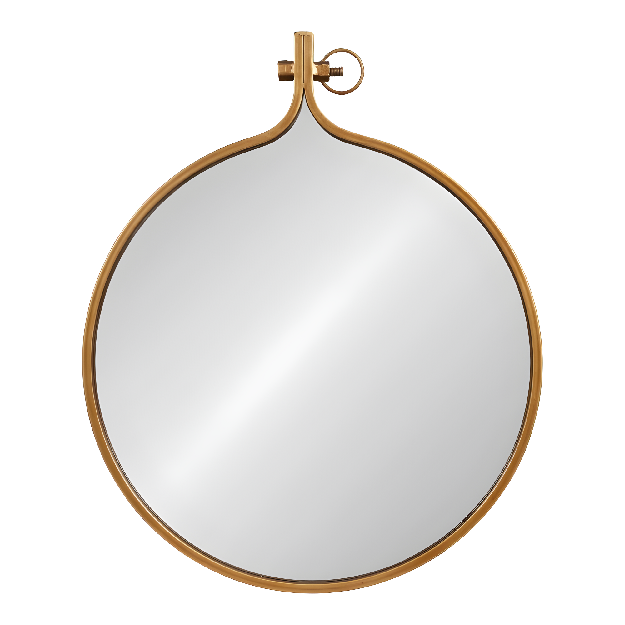 Kate and Laurel Yitro Round Industrial Modern Metal Framed Wall Mirror, 23.5x28.5, Gold