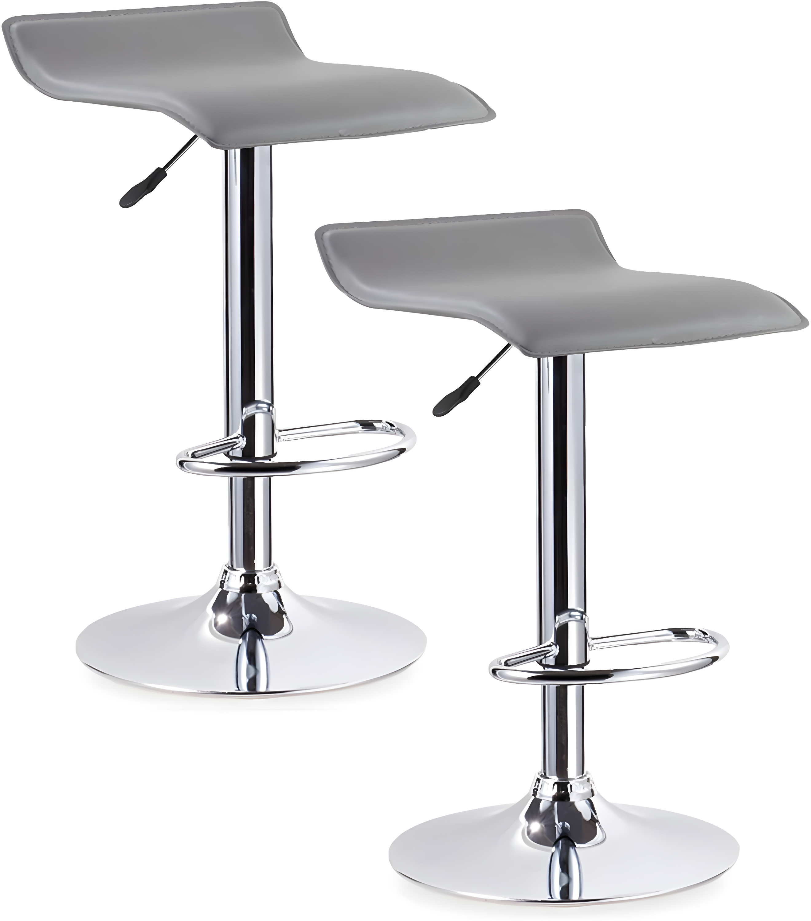 Leick Home 10042GR Adjustable Swivel Stool with Chrome Base, Set of 2, Gray