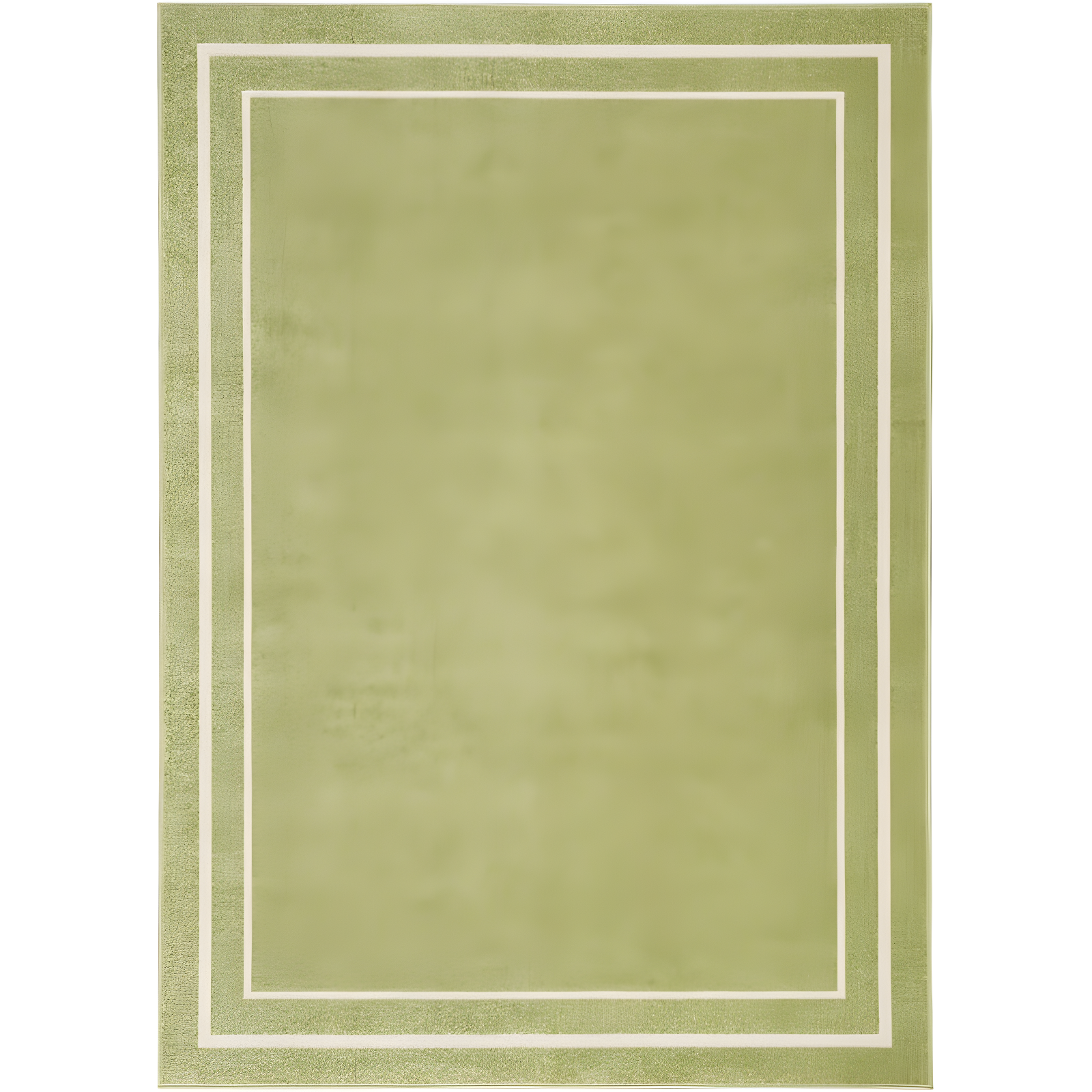 Nourison Essentials Solid Bordered Low Pile Indoor Outdoor Area Rug 4' x 6' Green Ivory