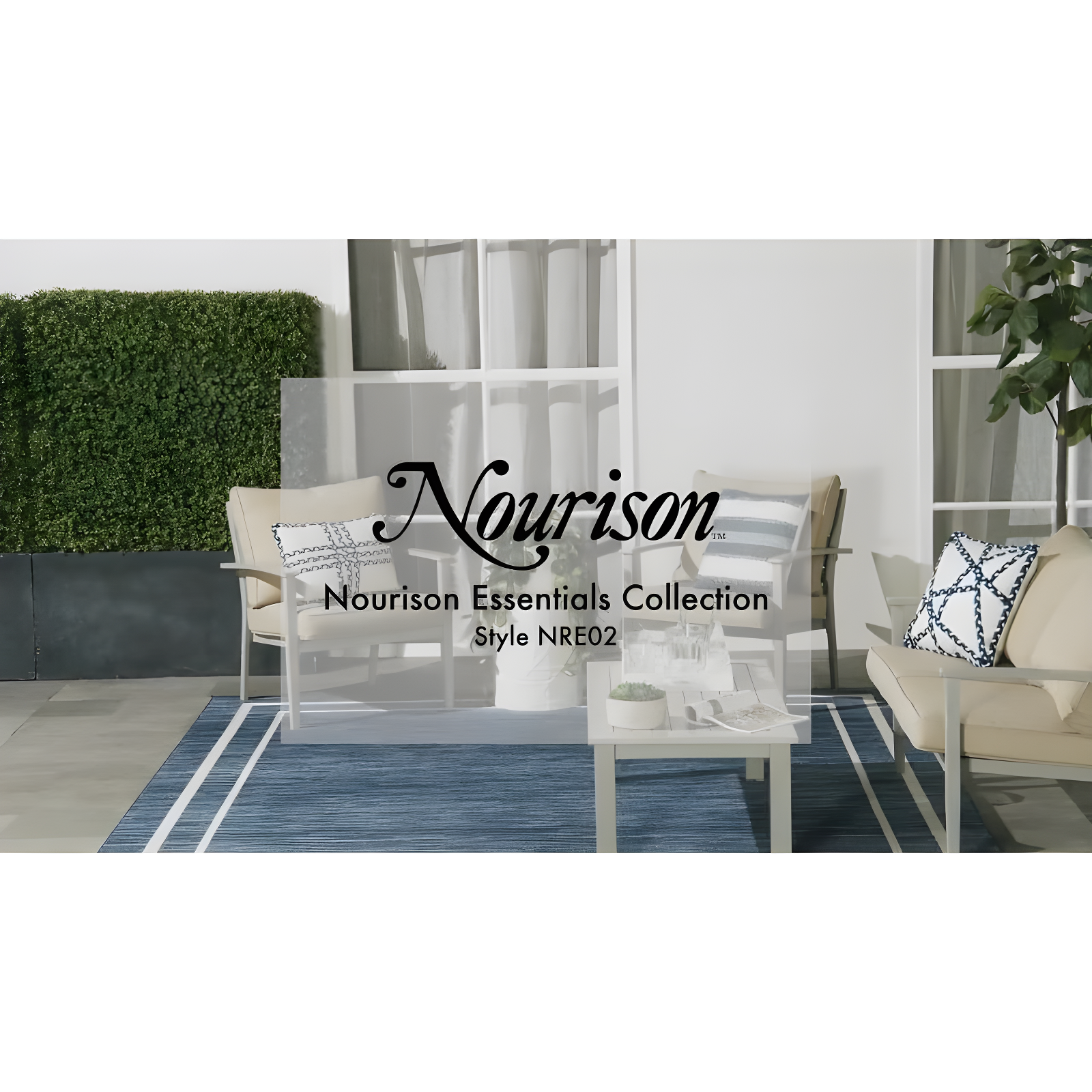 Nourison Essentials Solid Bordered Low Pile Indoor Outdoor Area Rug 4' x 6' Green Ivory