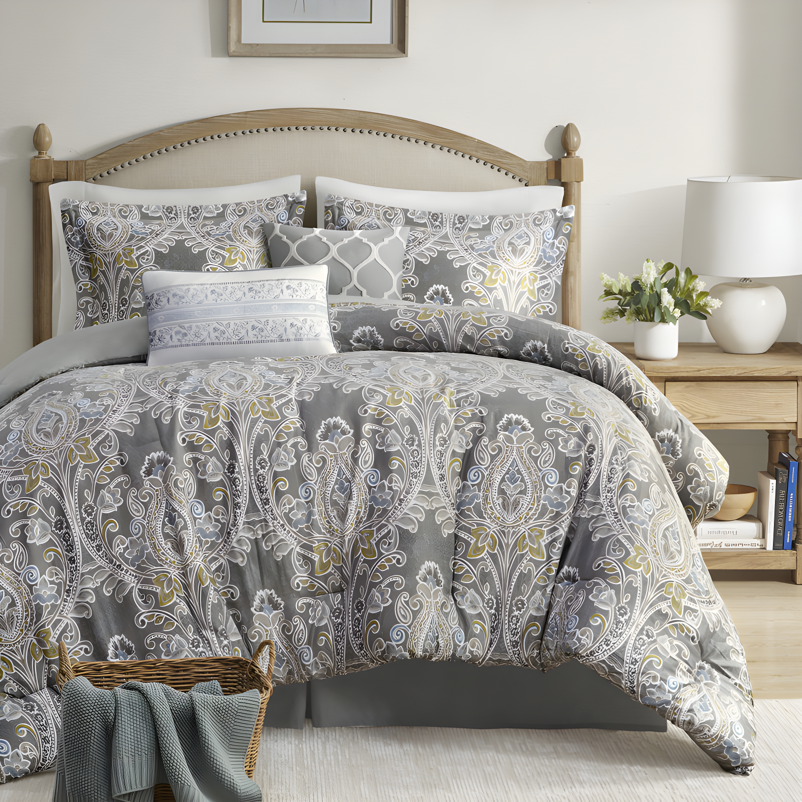 Hallie Gray Traditional 6 Piece 100% Cotton Comforter Set