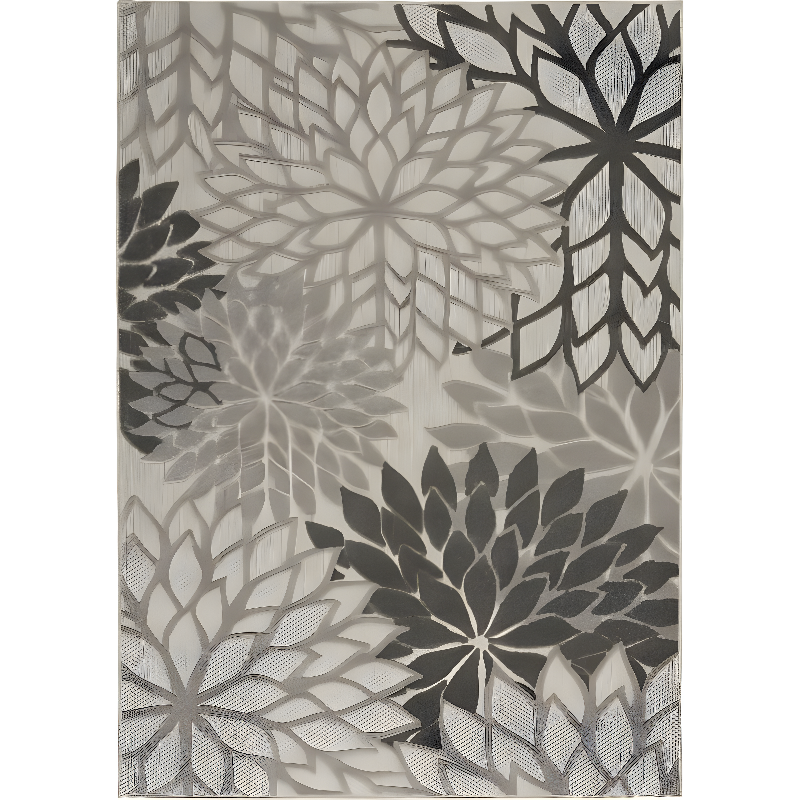 Nourison Aloha Floral Bloom Flatweave High-Low Indoor Outdoor Area Rug Silver Grey 3'6" x 5'6"