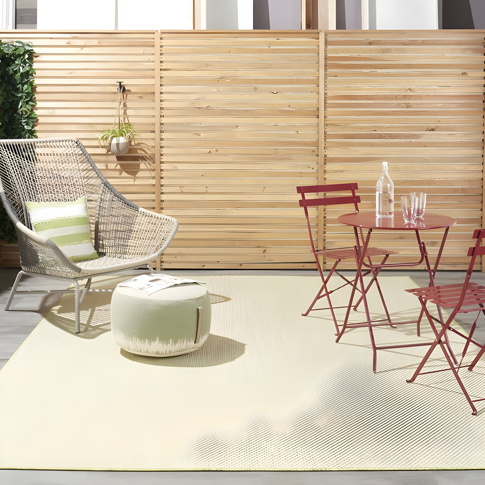 Nourison Courtyard 9' x 12' Ivory Green All-over design Indoor/Outdoor Rug