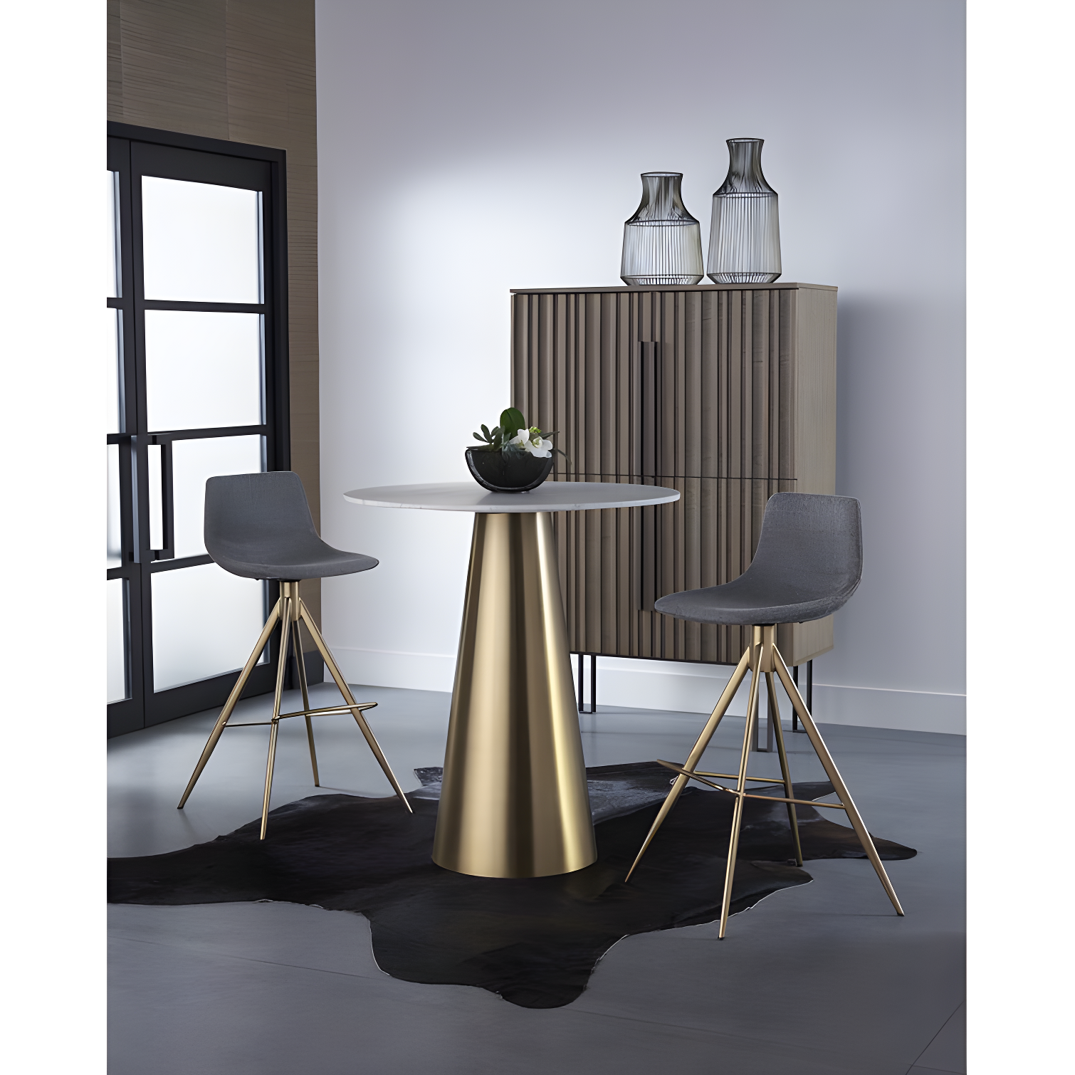 Belfast Koala Grey 30" Swivel Bar Stool with Gold Legs