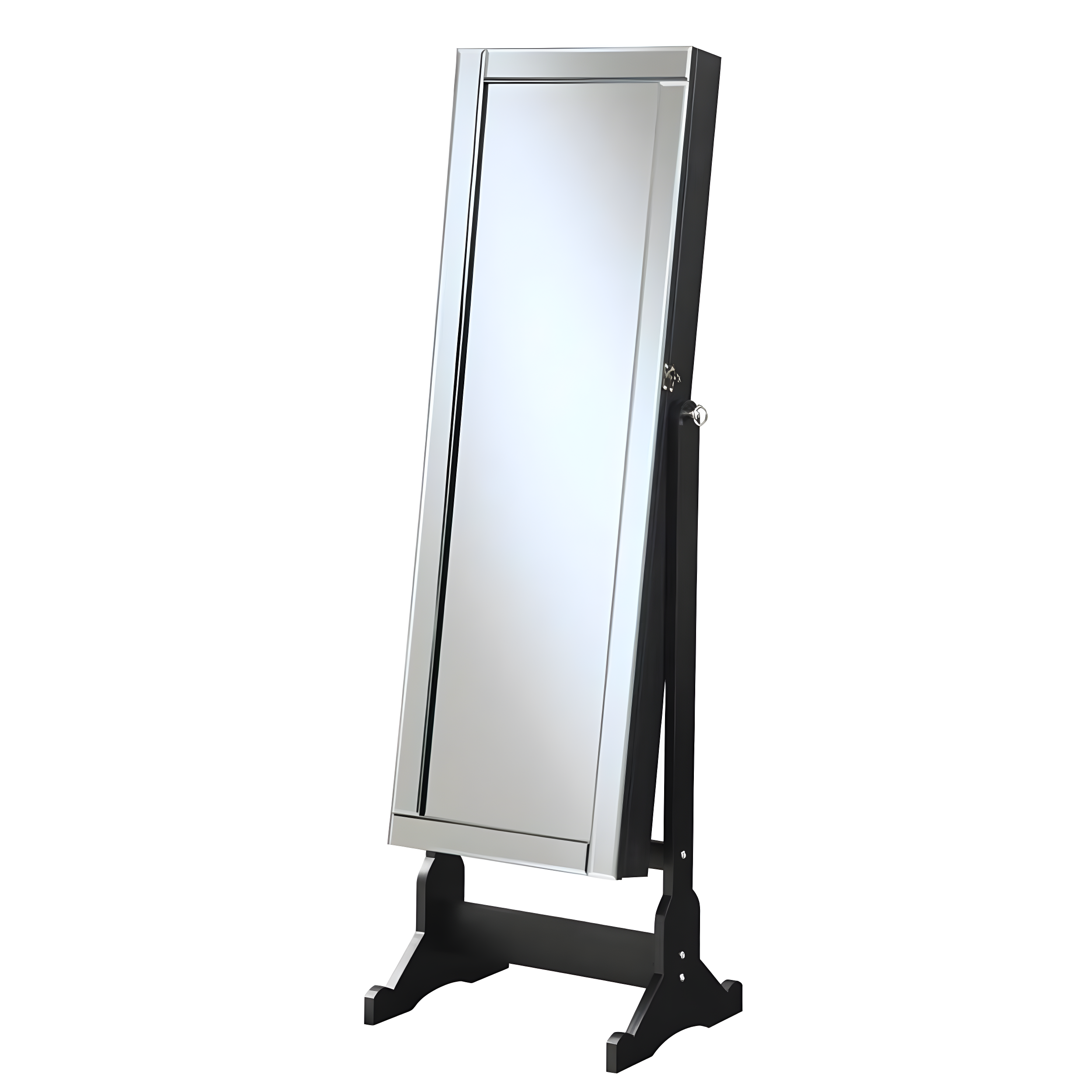 Coaster Cortez Modern Glass Storage Jewelry Cheval Mirror in Black