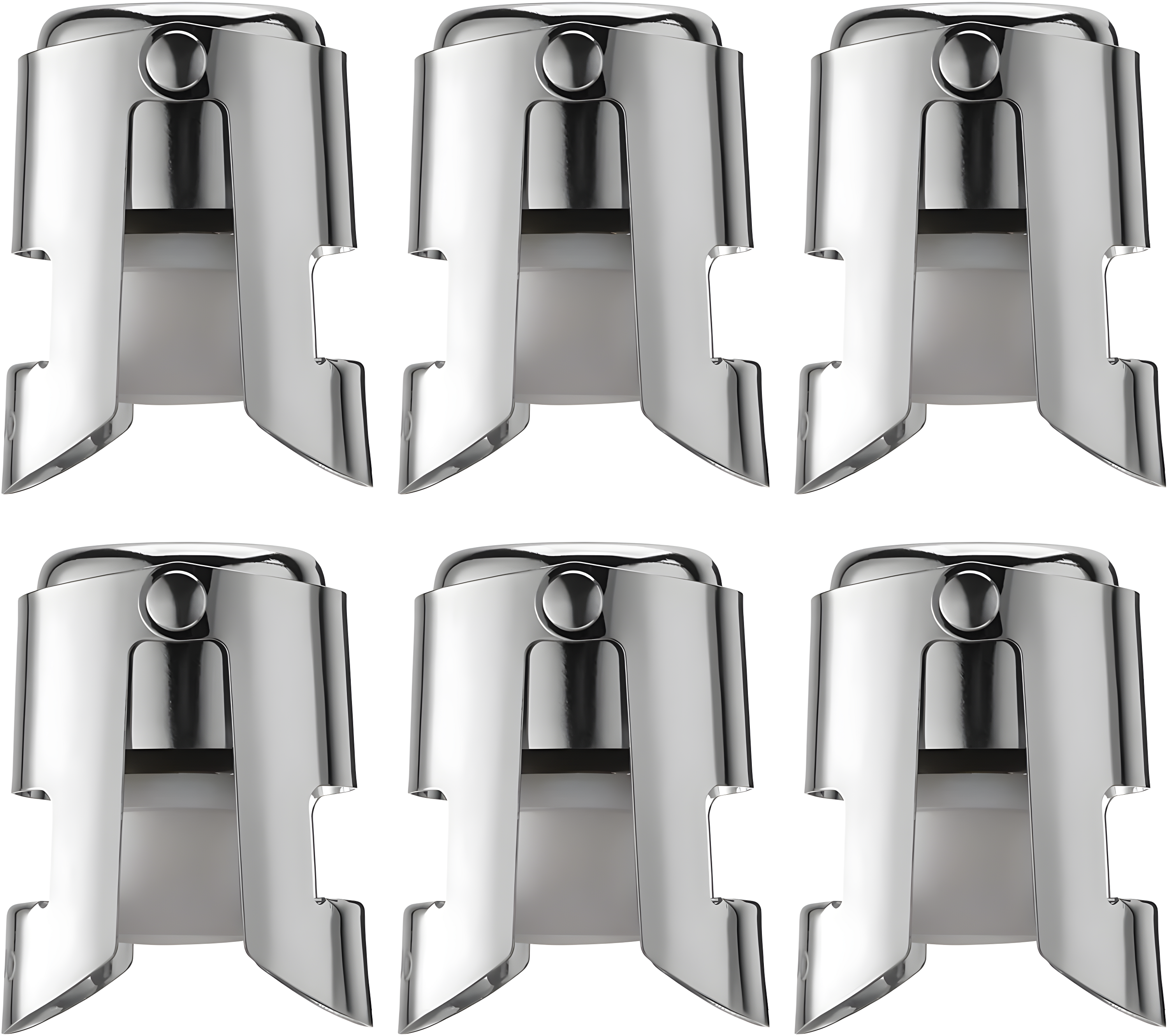 6 Pack Stainless Steel Champagne Stopper with Leak-Proof Bubble Seal - Preserve Bubbly and Extend Wine Storage Time - Fits Most Champagne Bottles - Food Grade Silicone - Easy to Use and Clean