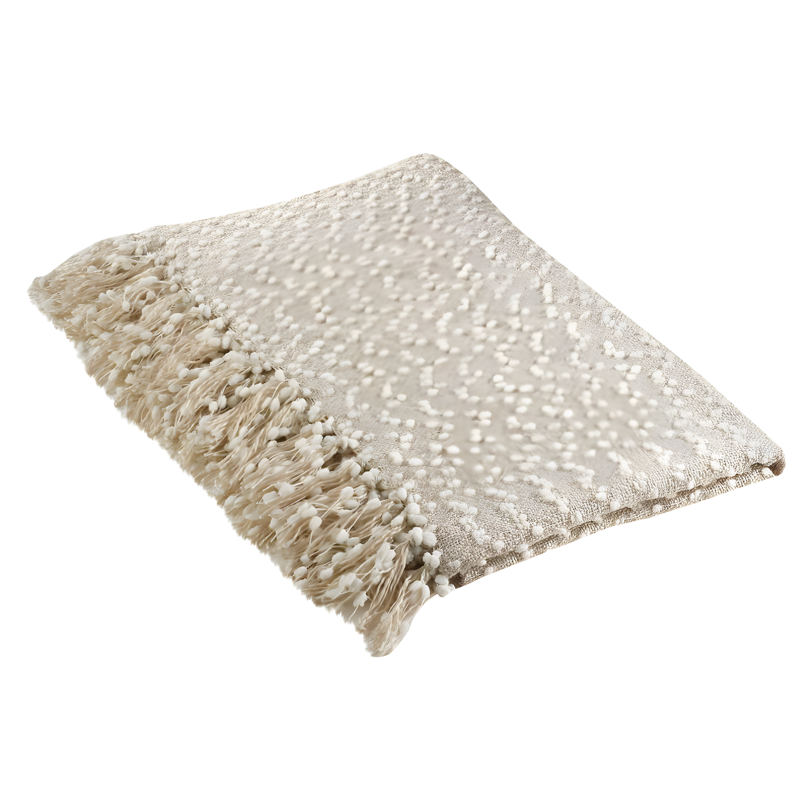 50"x60" Petite Pom-Pom Design Throw Blanket White - Saro Lifestyle: Acrylic & Polyester, Mesh Construction, Dry Clean