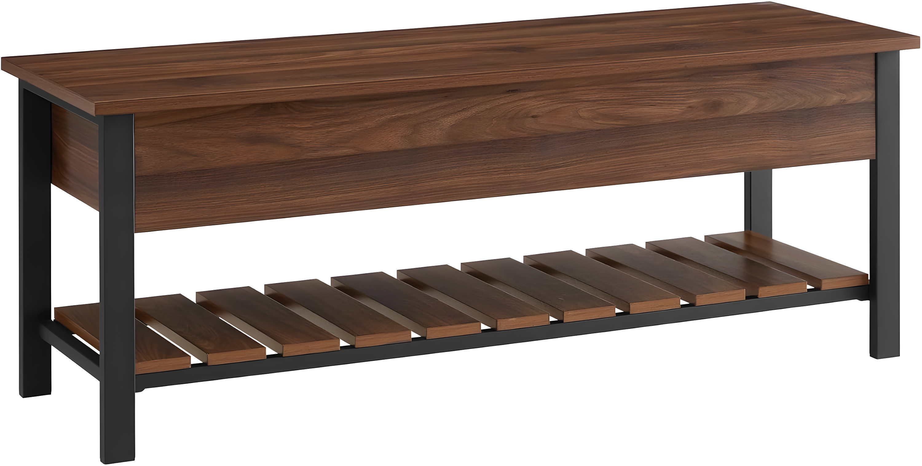 Walker Edison Park City 48" Engineered Wood Storage Bench in Dark Walnut