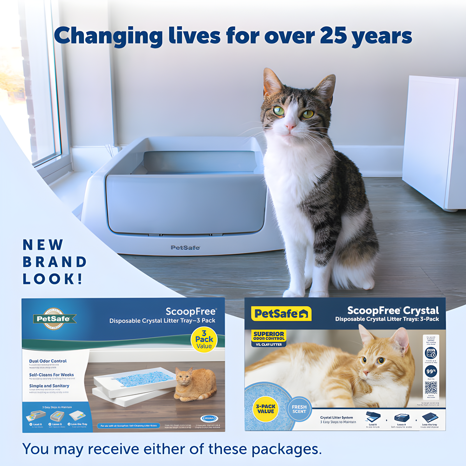 ScoopFree Crystal Litter Box Tray Refills with Fragrance-Free Crystals, 3-Pack