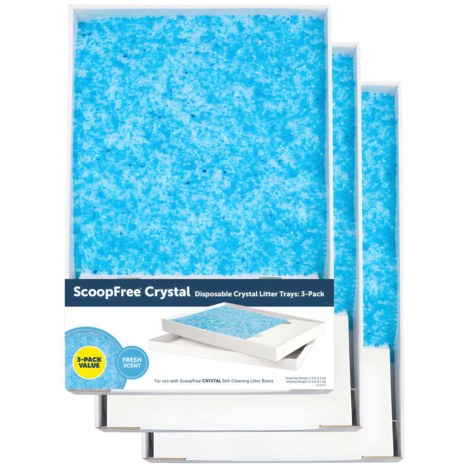 ScoopFree Crystal Litter Box Tray Refills with Fragrance-Free Crystals, 3-Pack