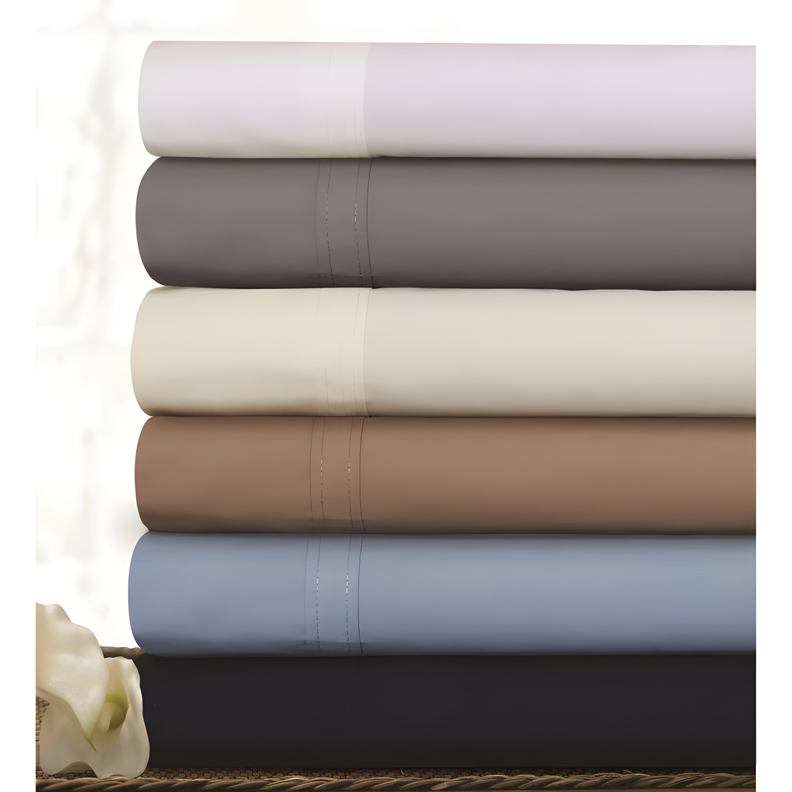 Cotton Percale Solid Sheet Set (Twin Extra Long) White 300 Thread Count - Tribeca Living