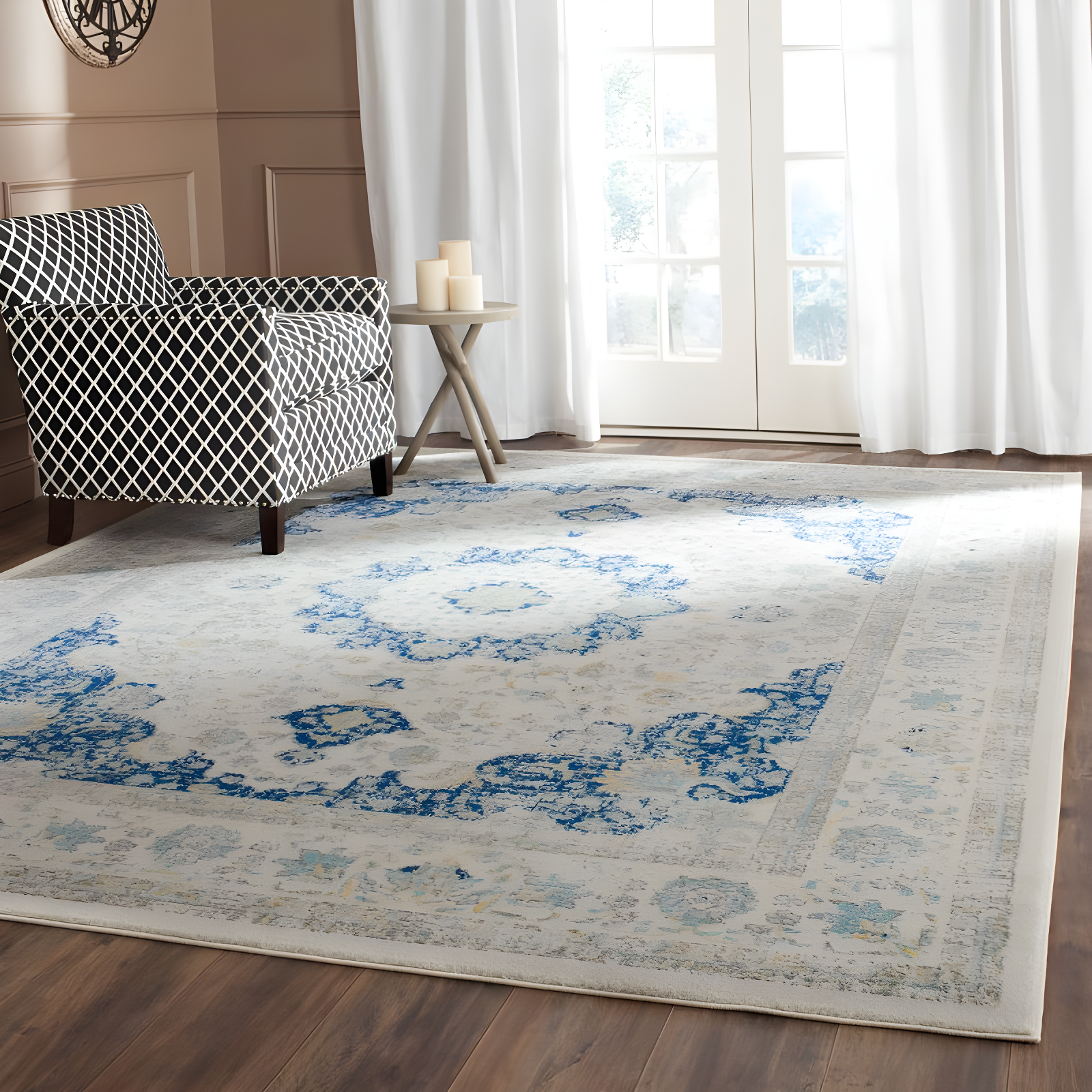 Evoke EVK220 Power Loomed Area Rug - Ivory/Blue - 8'9"x11'9" - Safavieh.