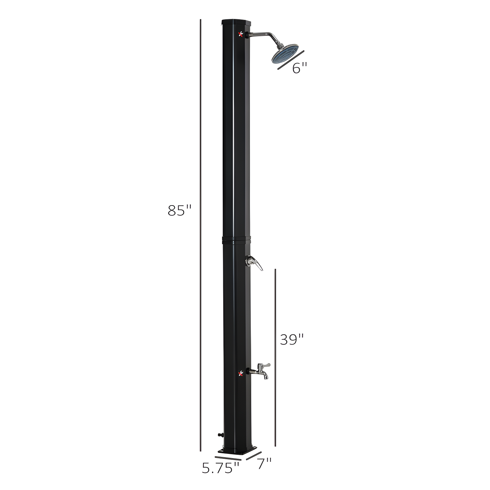 9.2 Gallon Solar Heated Shower With Free-Rotating Shower Head And Foot Shower Faucet, Hot And Cold Adjustment For Outdoor Backyard Poolside Beach Pool Spa