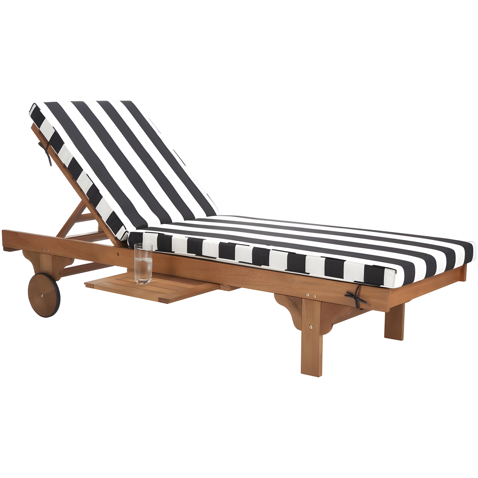 Newport Lounge Chair - Outdoor - PAT7022 - Natural/Black Stripe -Safavieh