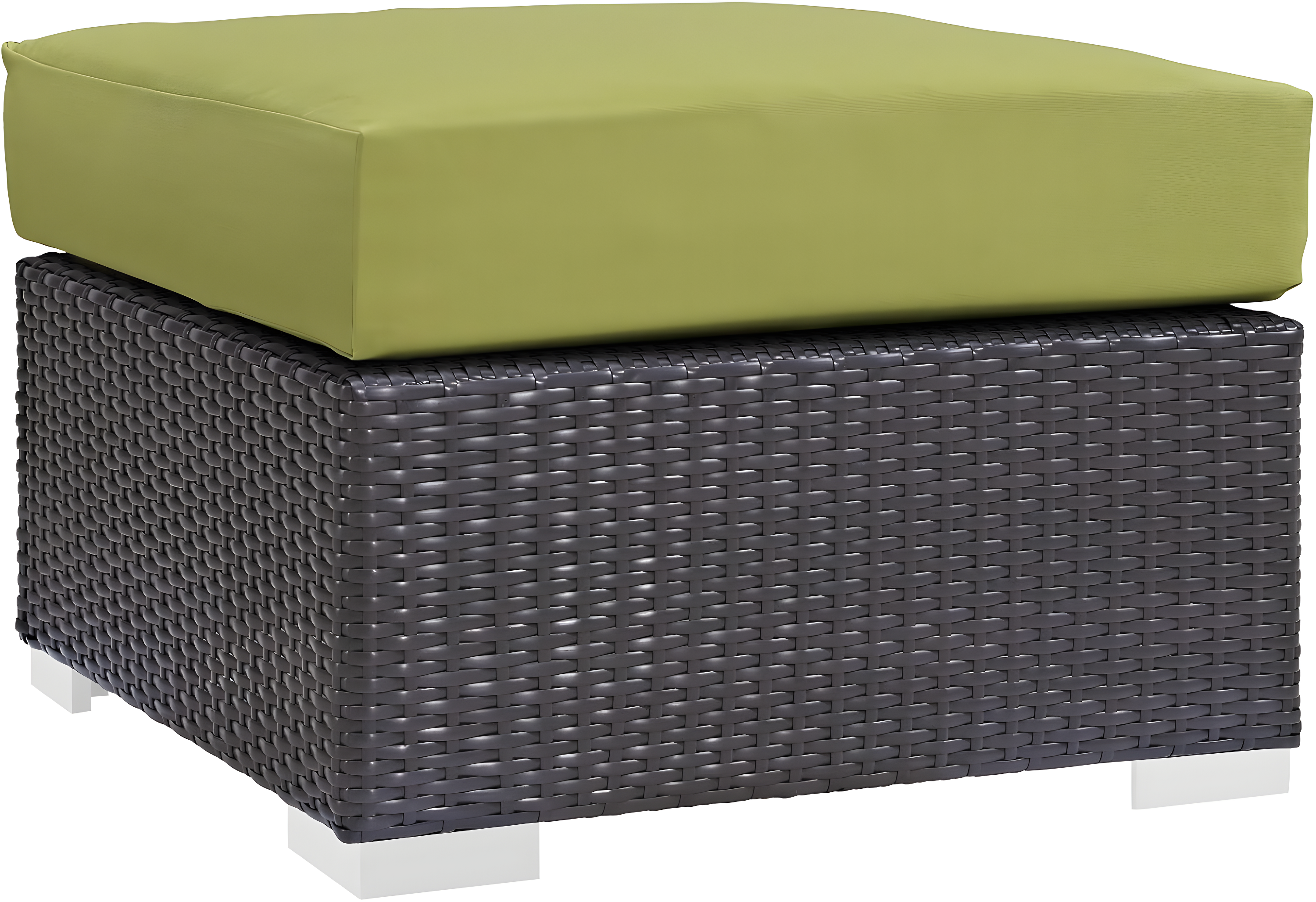 Modway Convene Outdoor Patio Fabric Square Ottoman in Espresso Peridot