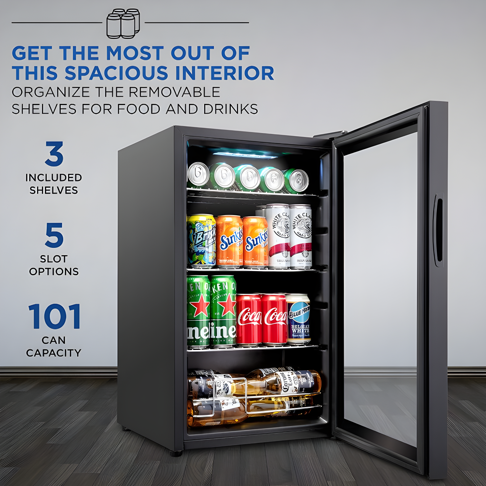 Ivation 101 Can Mini Fridge, Small Adjustable Beverage Refrigerator