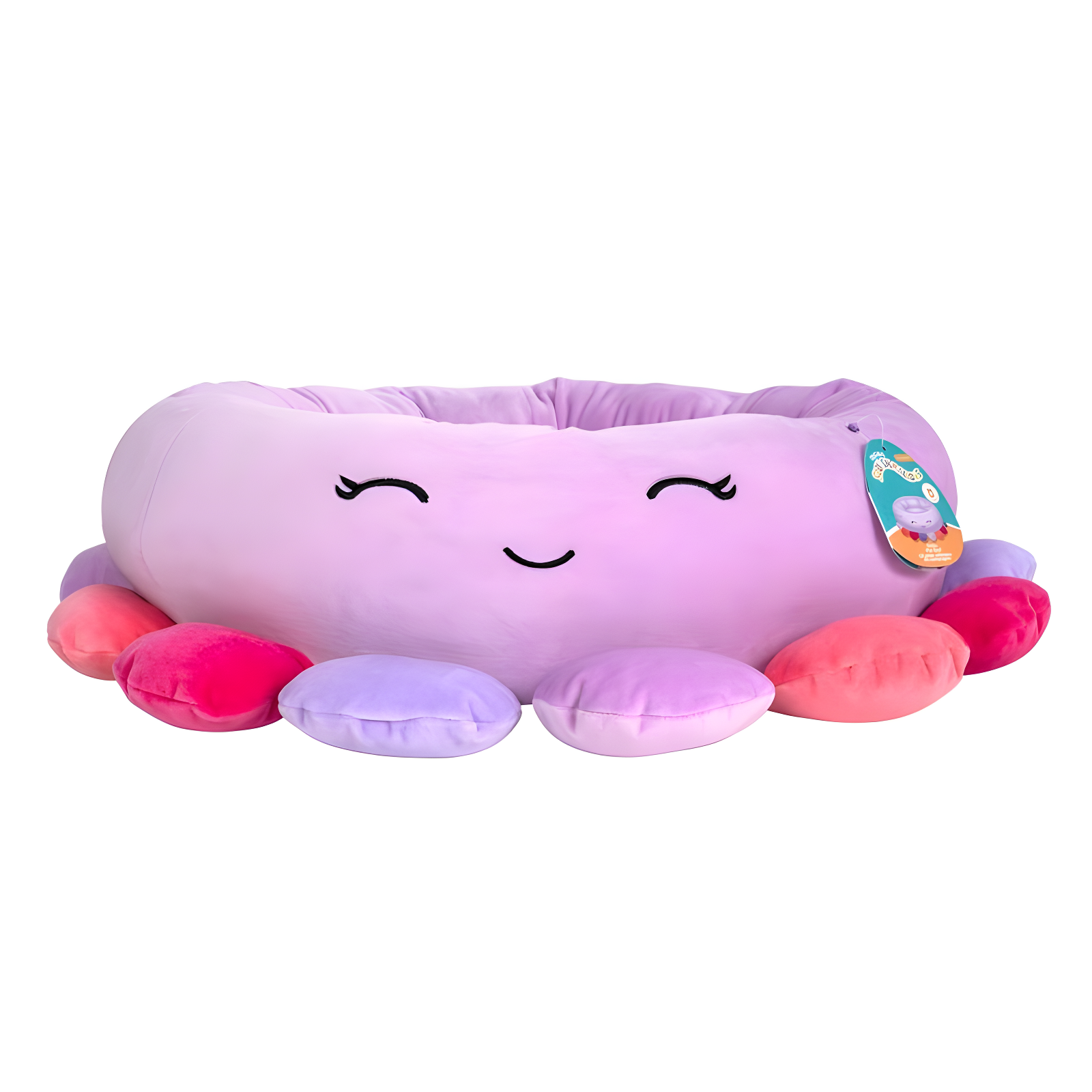 Squishmallows Beula The Octopus Cat and Dog Bolster Bed - Light Purple S