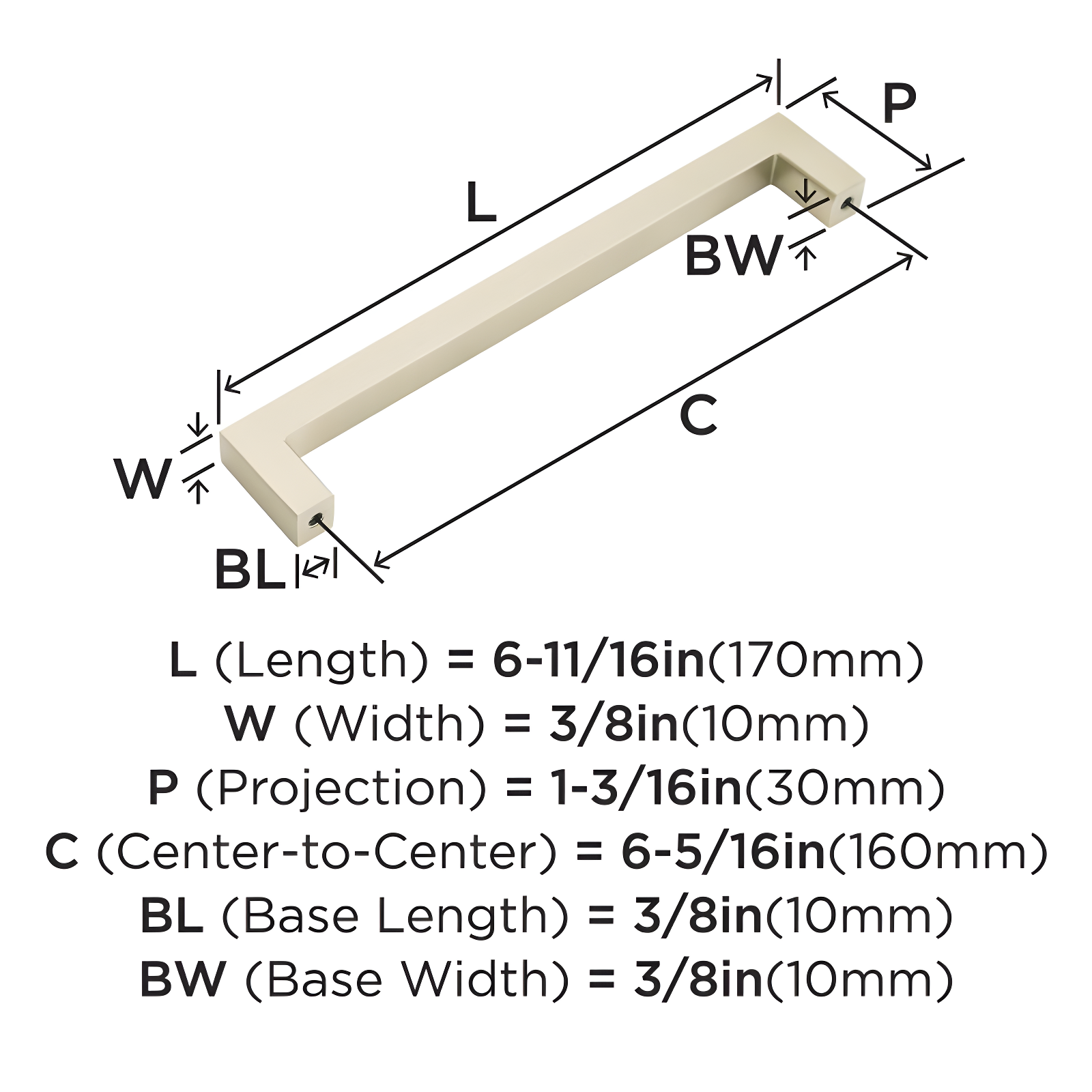 Amerock Monument 6-5/16 inch (160mm) Center-to-Center Golden Champagne Cabinet Pull