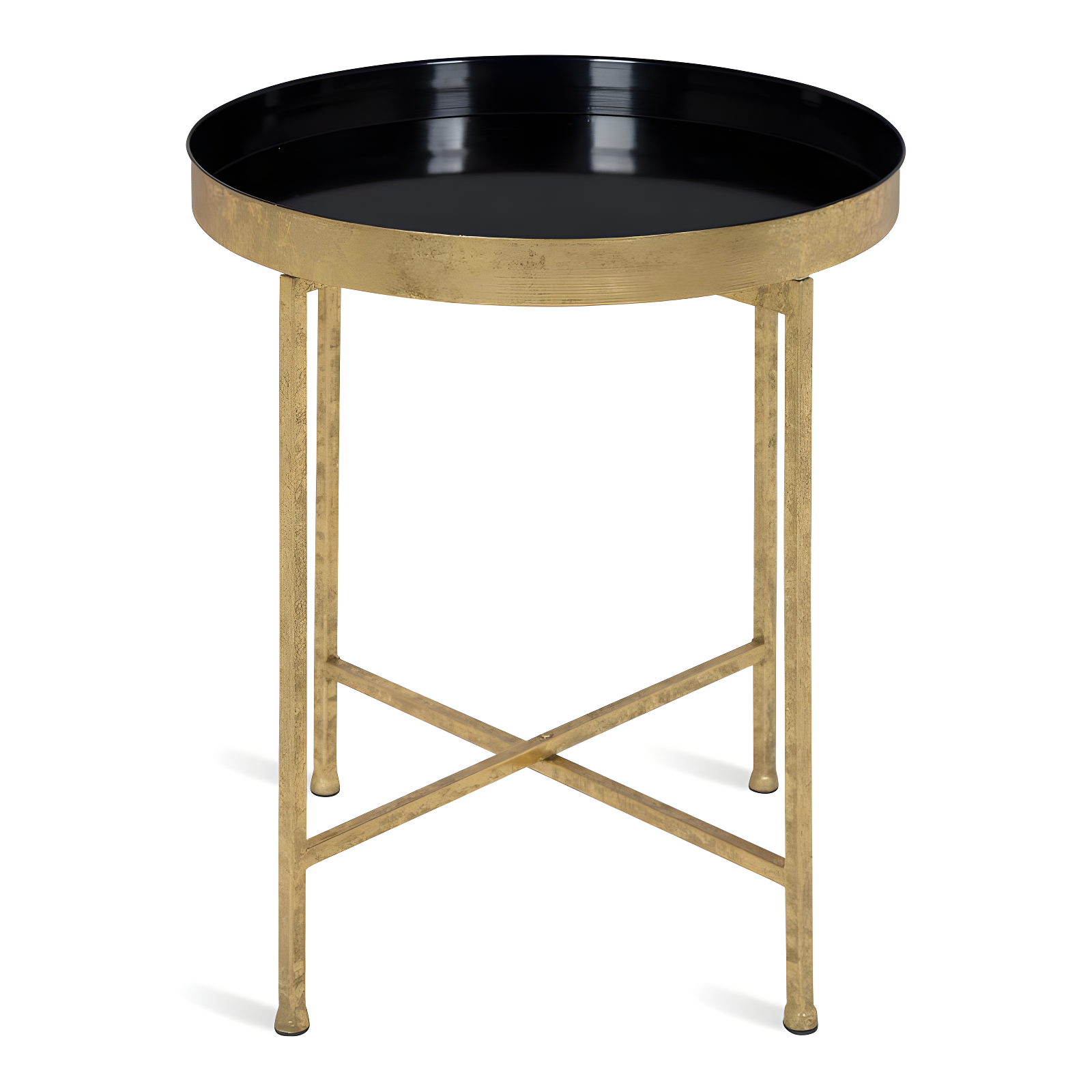 Kate and Laurel Celia Round Metal Side Table, 18.25x18.25x22, Black and Gold