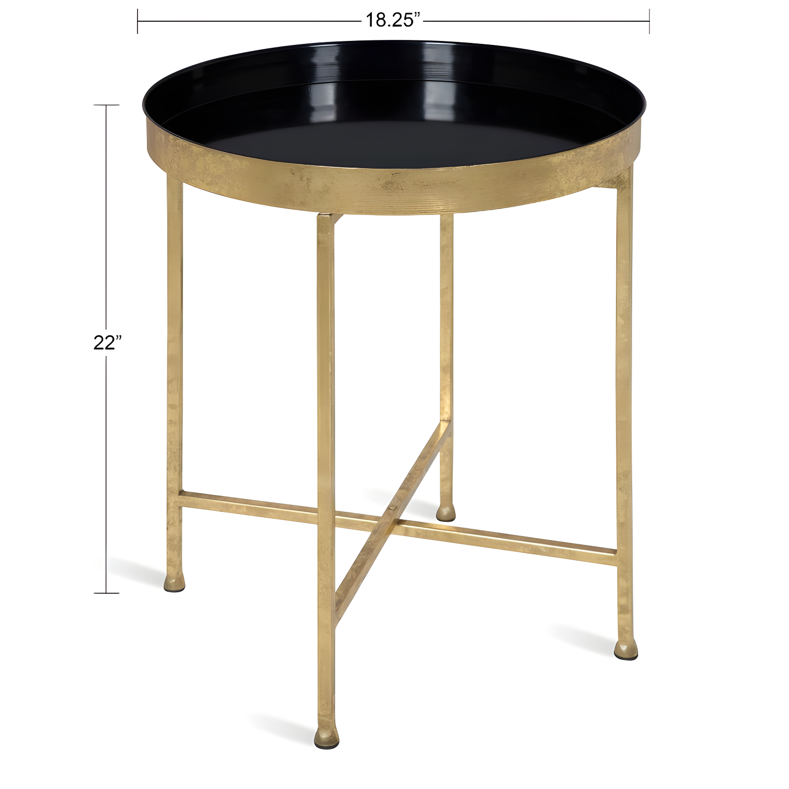 Kate and Laurel Celia Round Metal Side Table, 18.25x18.25x22, Black and Gold