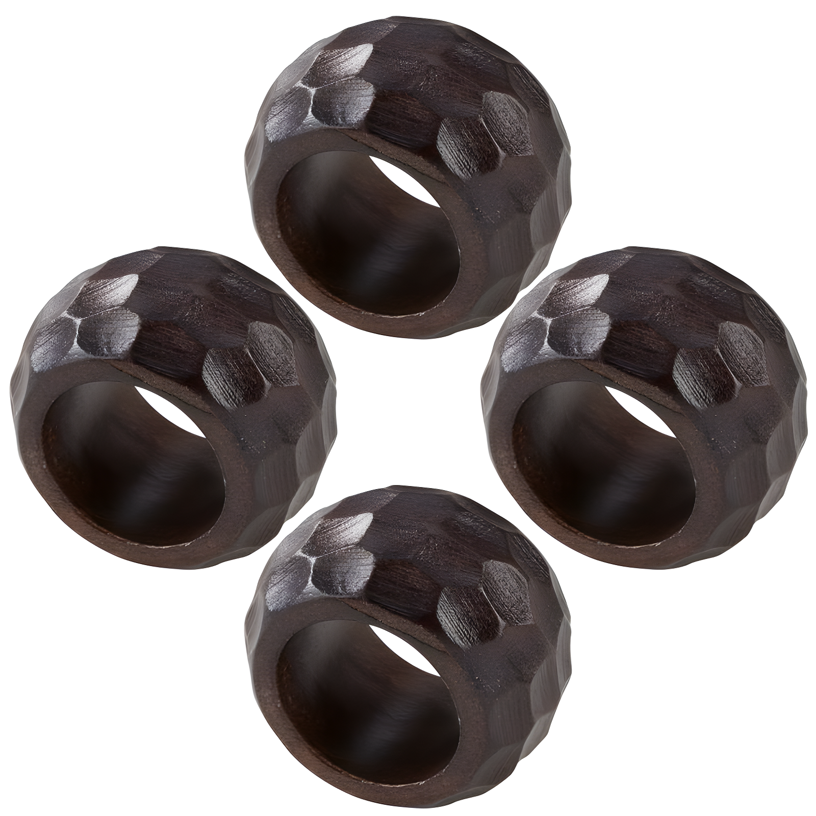 Saro Lifestyle Chunky Wood Dinner Napkin Rings (Set of 4), Coffee