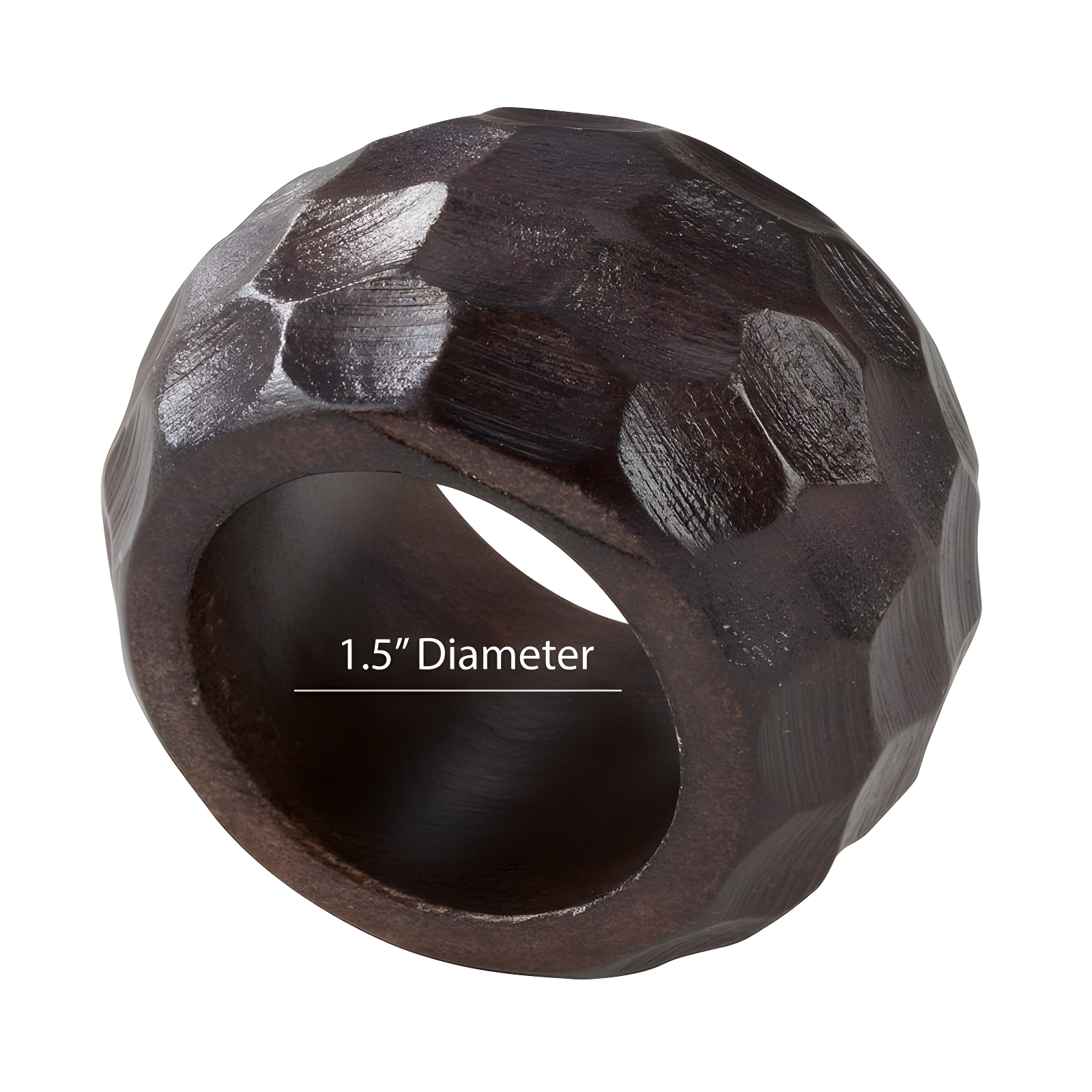 Saro Lifestyle Chunky Wood Dinner Napkin Rings (Set of 4), Coffee