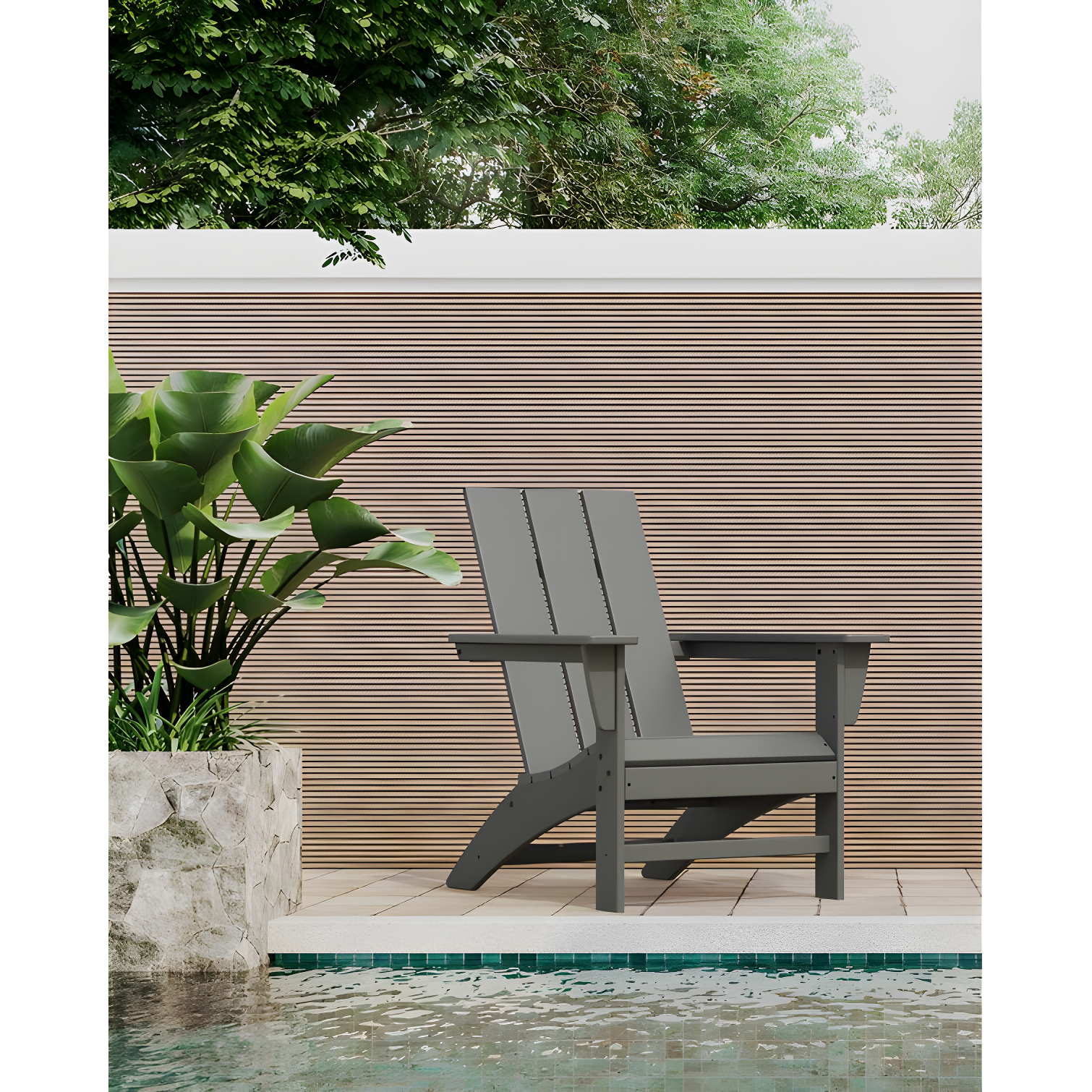 Modern Adirondack High-Density Polyethylene (HDPE) Outdoor Adirondack Chair