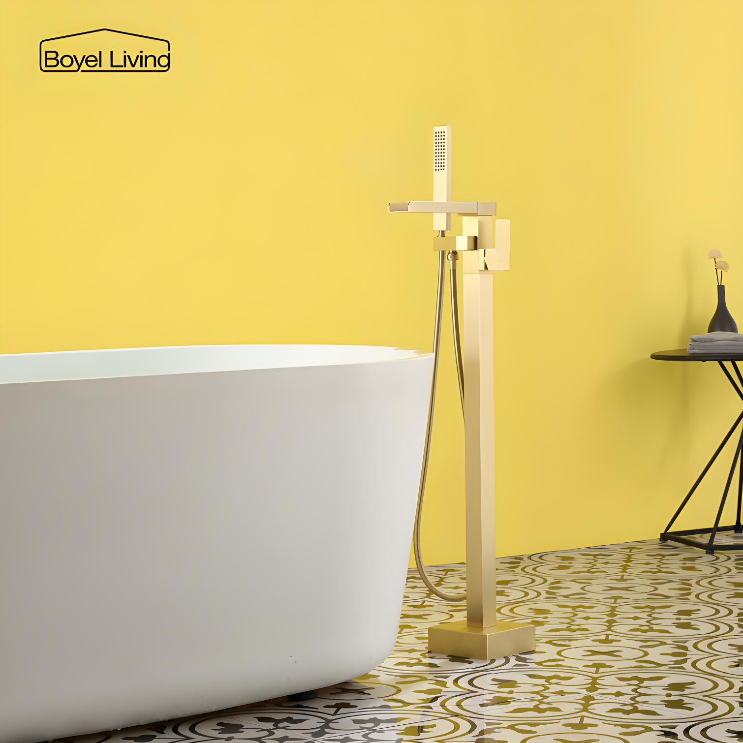 1 Handle Floor Freestanding Tub Filler with Diverter