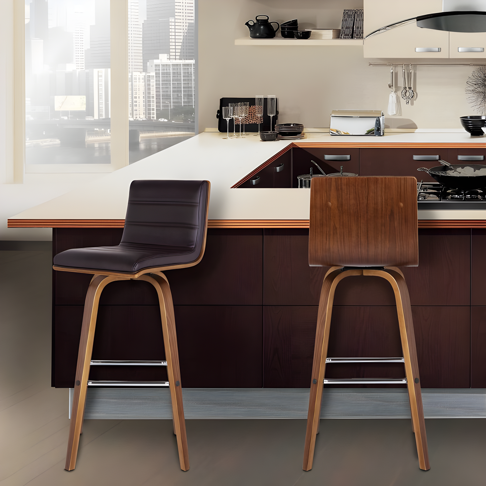 26" Vienna Faux Leather Counter Height Barstool - Armen Living