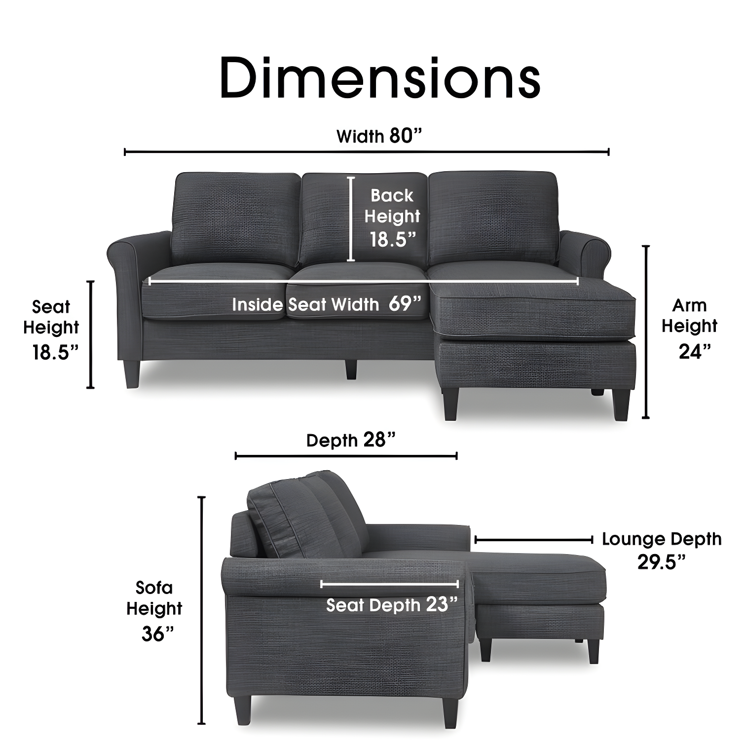 Serta Harmon Upholstered Reversible Sectional Sofa and Chaise