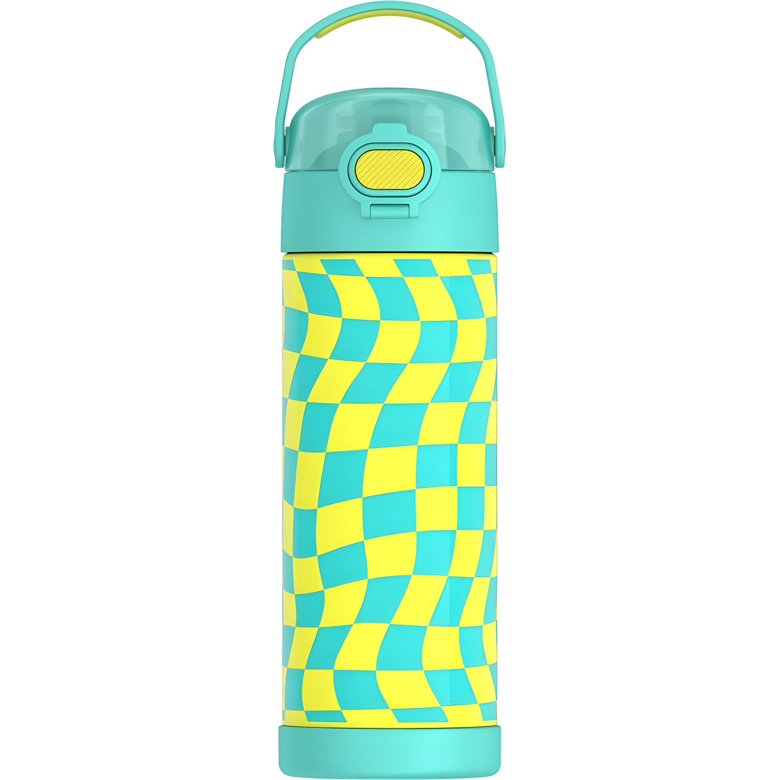 Thermos 16oz Stainless Steel FUNtainer Water Bottle with Bail Handle - Teal Checkers