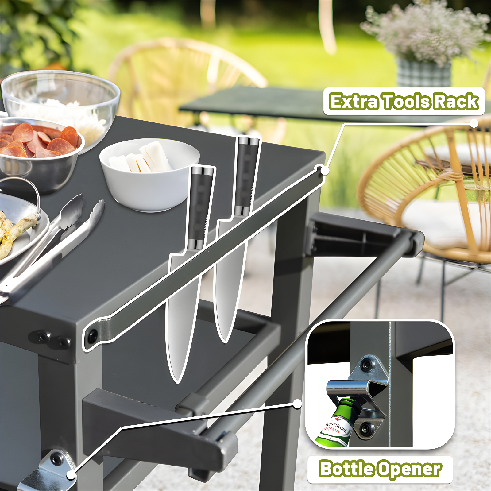 3-Shelf Outdoor Grill Table, Grill Cart Outdoor With Wheels, Pizza Oven Table And Food Prep Table, Blackstone Table Grill Stand  Blackstone Griddle  Outside BBQ