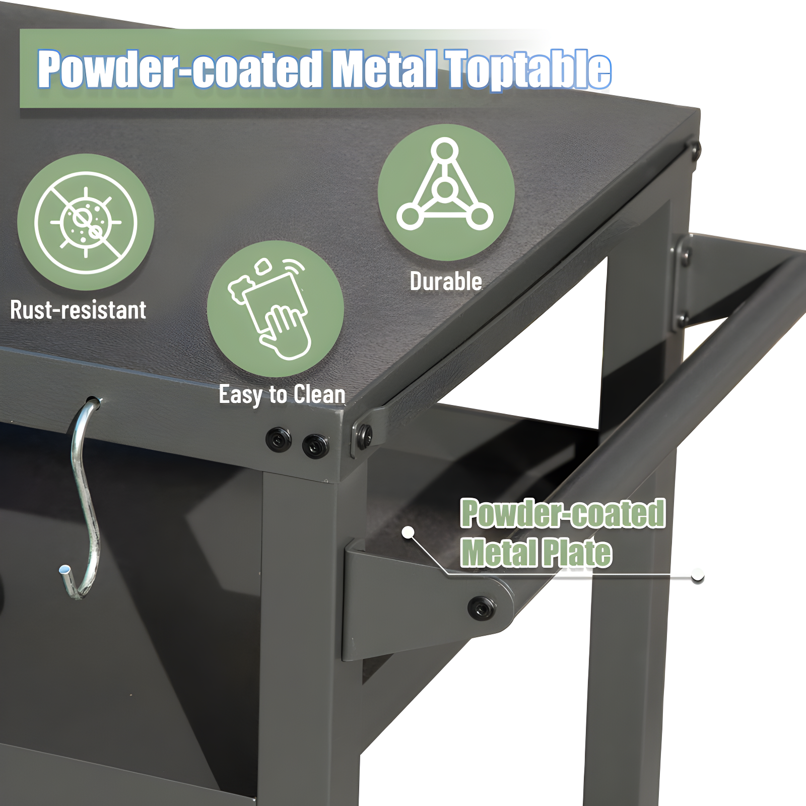 3-Shelf Outdoor Grill Table, Grill Cart Outdoor With Wheels, Pizza Oven Table And Food Prep Table, Blackstone Table Grill Stand  Blackstone Griddle  Outside BBQ