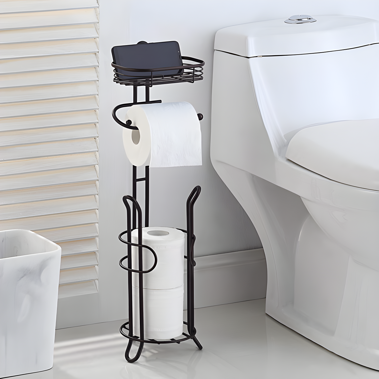 Bathroom Heavyweight Toilet Tissue Paper Roll Storage Holder Stand
