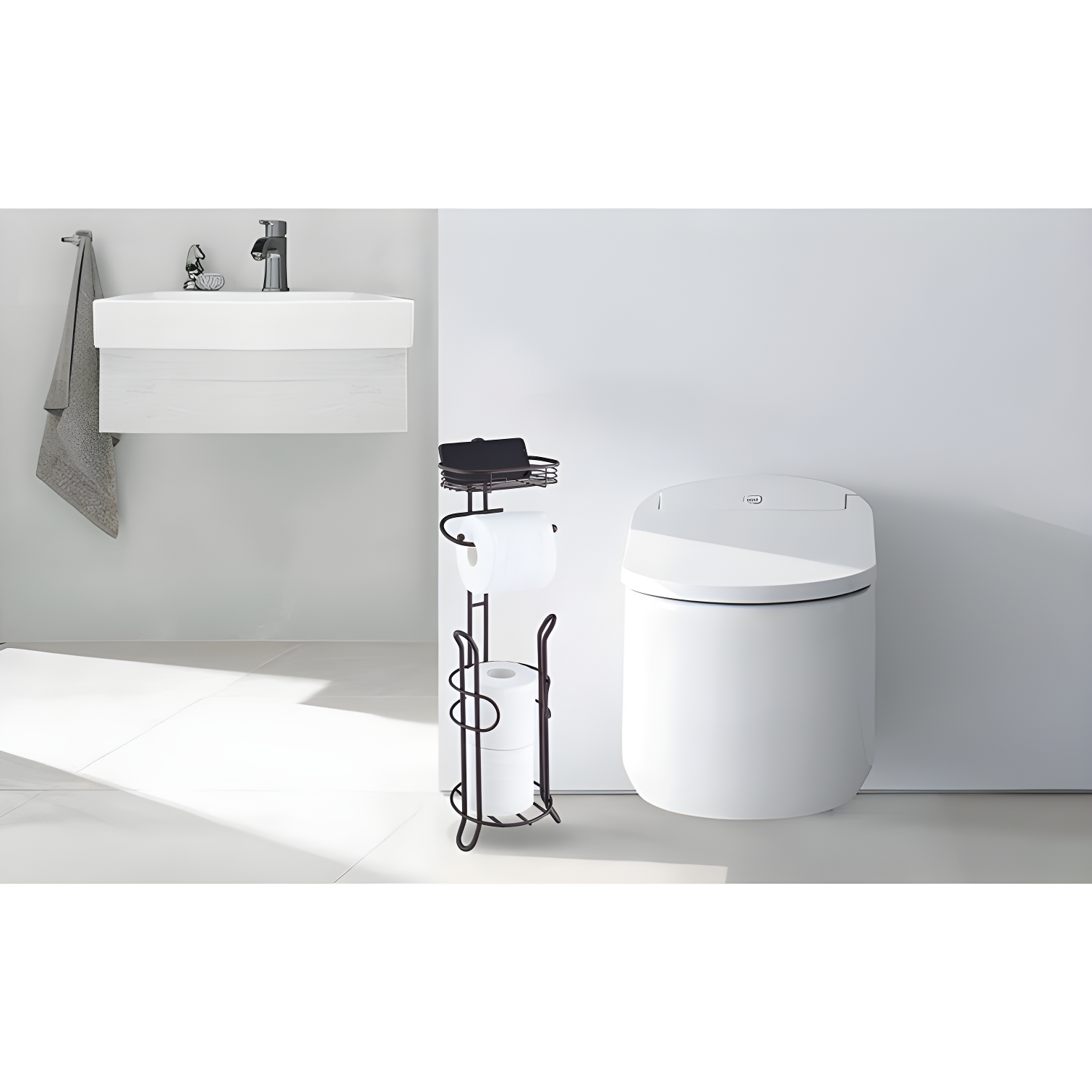 Bathroom Heavyweight Toilet Tissue Paper Roll Storage Holder Stand