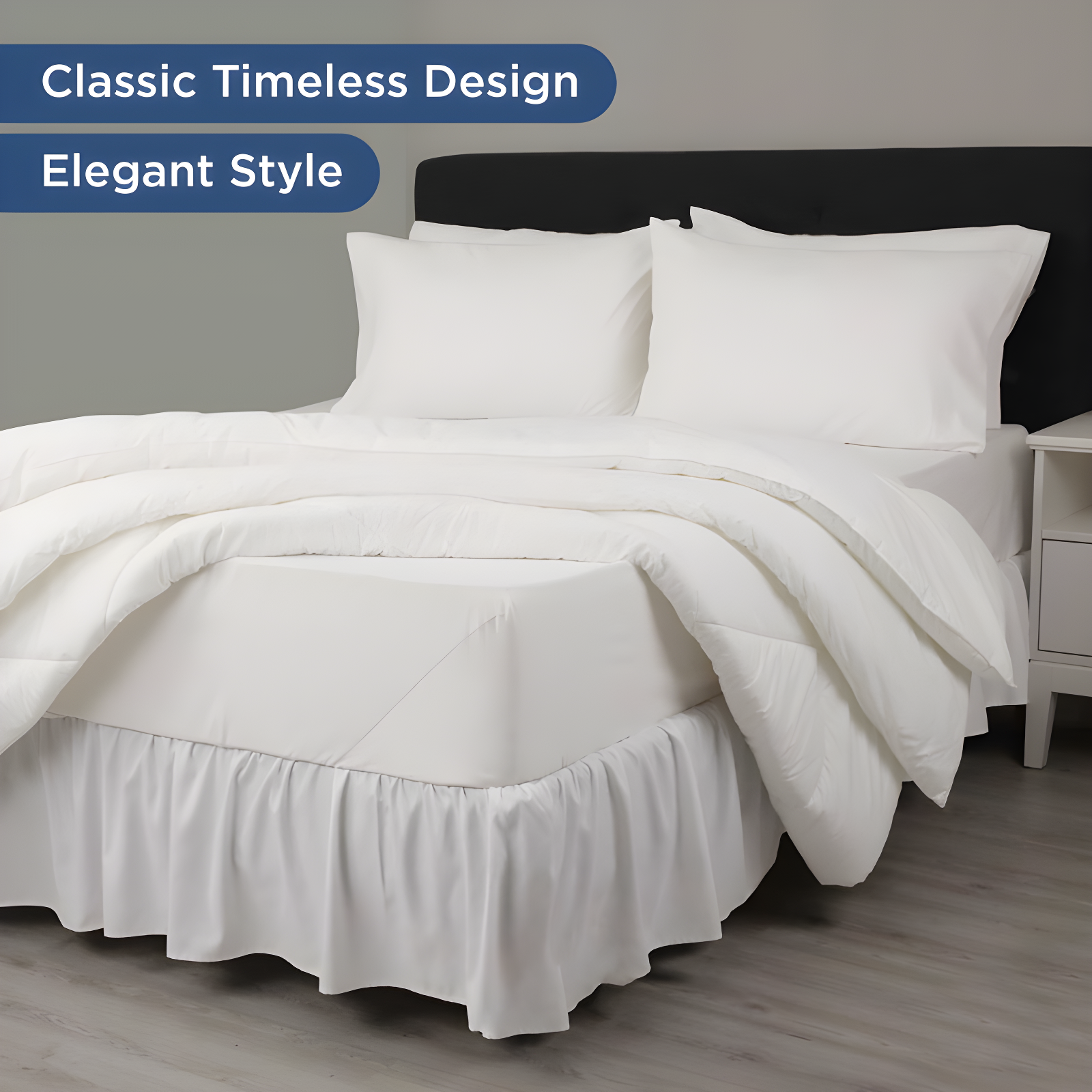Martex Ruffled Bed Skirt Easy Fit Lightweight 100% Microfiber Dust Ruffle Hotel Quality With 16 inch Tailored Drop