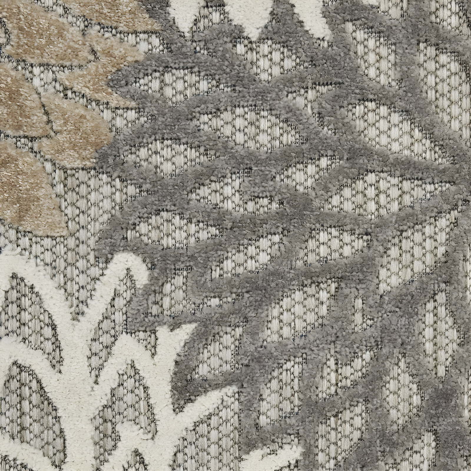 Nourison Aloha Floral Bloom Flatweave High-Low Indoor Outdoor Area Rug Natural 5'3" x 7'5"