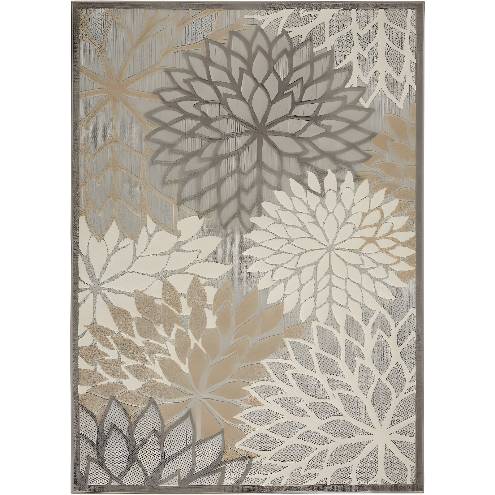 Nourison Aloha Floral Bloom Flatweave High-Low Indoor Outdoor Area Rug Natural 5'3" x 7'5"